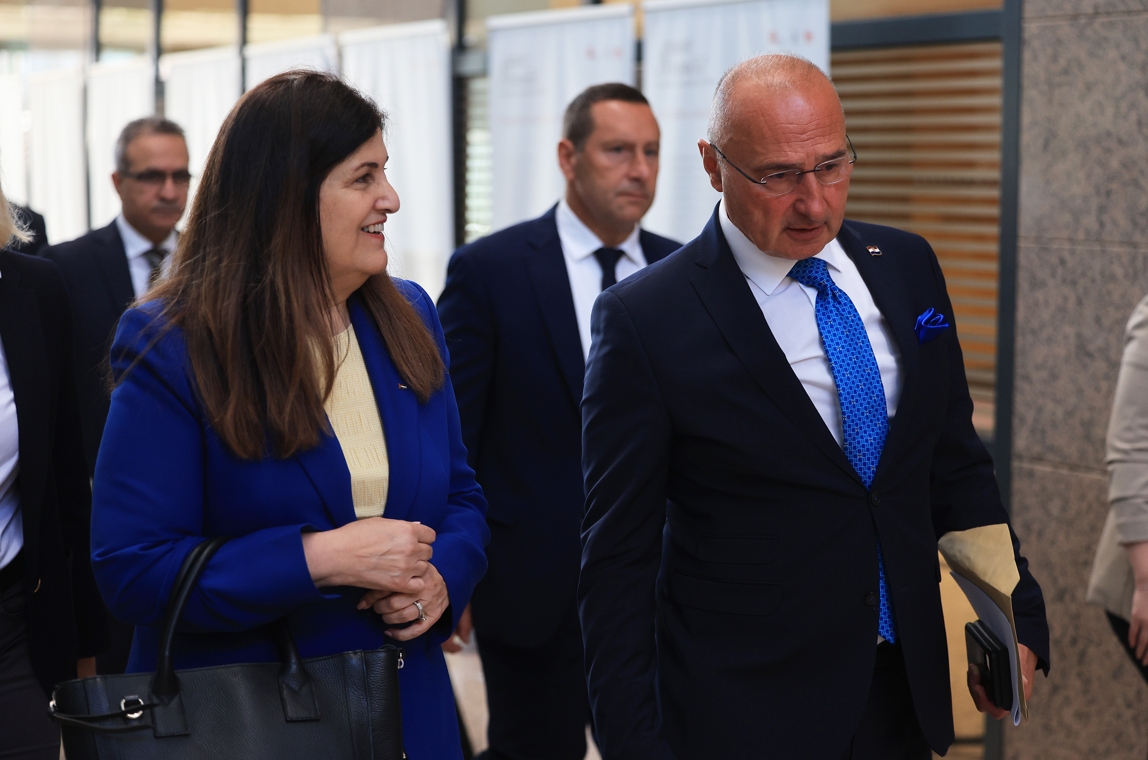 27.08.2025., Zagreb - U sklopu Konferencije veleposlanika, generalnih konzula, konzula i vojnih izaslanika Republike Hrvatske, ministrica vanjskih poslova i iseljeništva Palestine Varsen Aghabekian odrzala je izlaganje veleposlanicima.