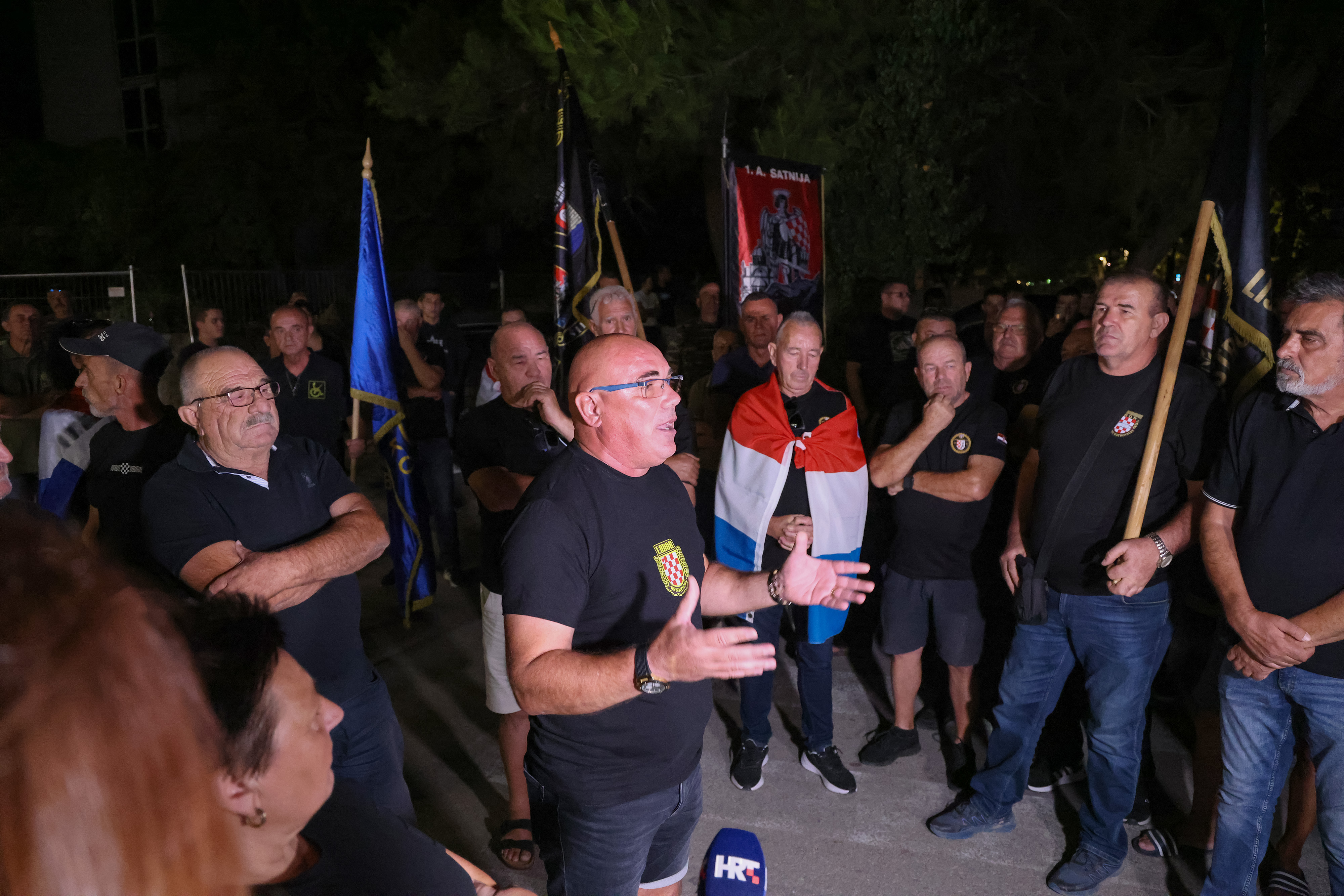 25.08.2025., Benkovac - Prosvjed branitelja oko odrzavanja Festivala Nosi se. Nediljko Genda Photo: Sime Zelic/PIXSELL
