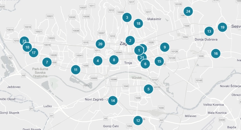 radovi u zagrebu - mapa