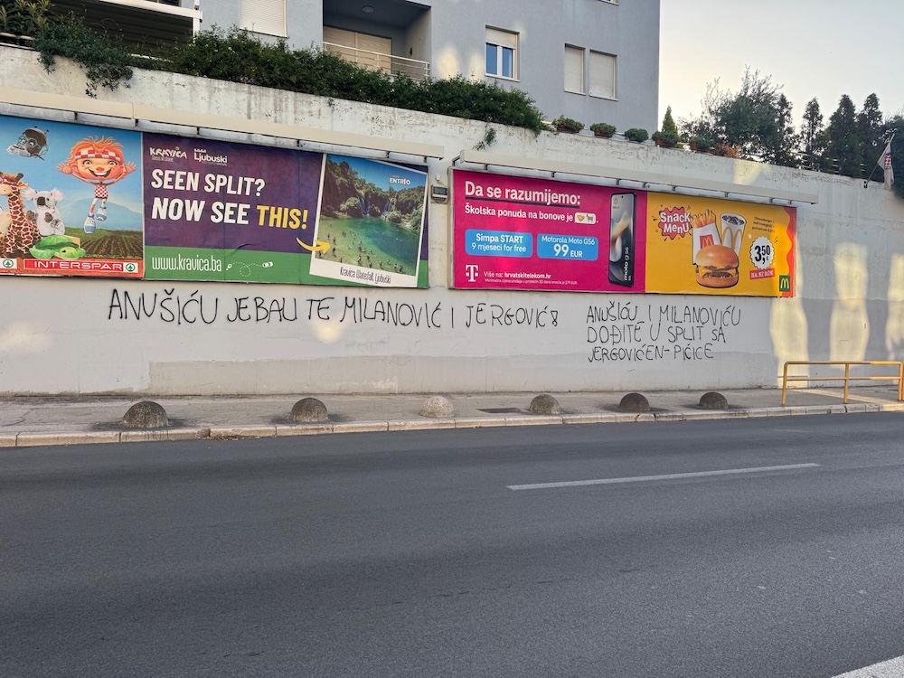 Uvredljivi grafiti Milanoviću, Anušiću, Dončiću i Jergoviću u Splitu