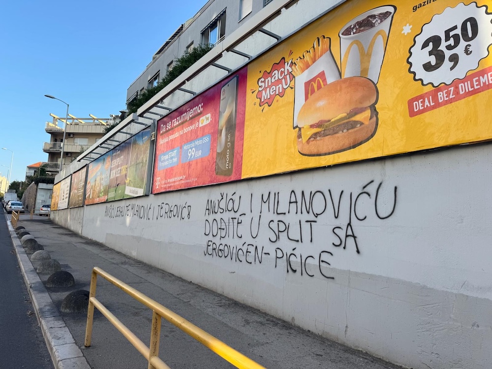 Uvredljivi grafiti Milanoviću, Anušiću, Dončiću i Jergoviću u Splitu