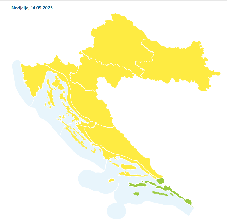 žuti alarm za cijelu hrvatsku