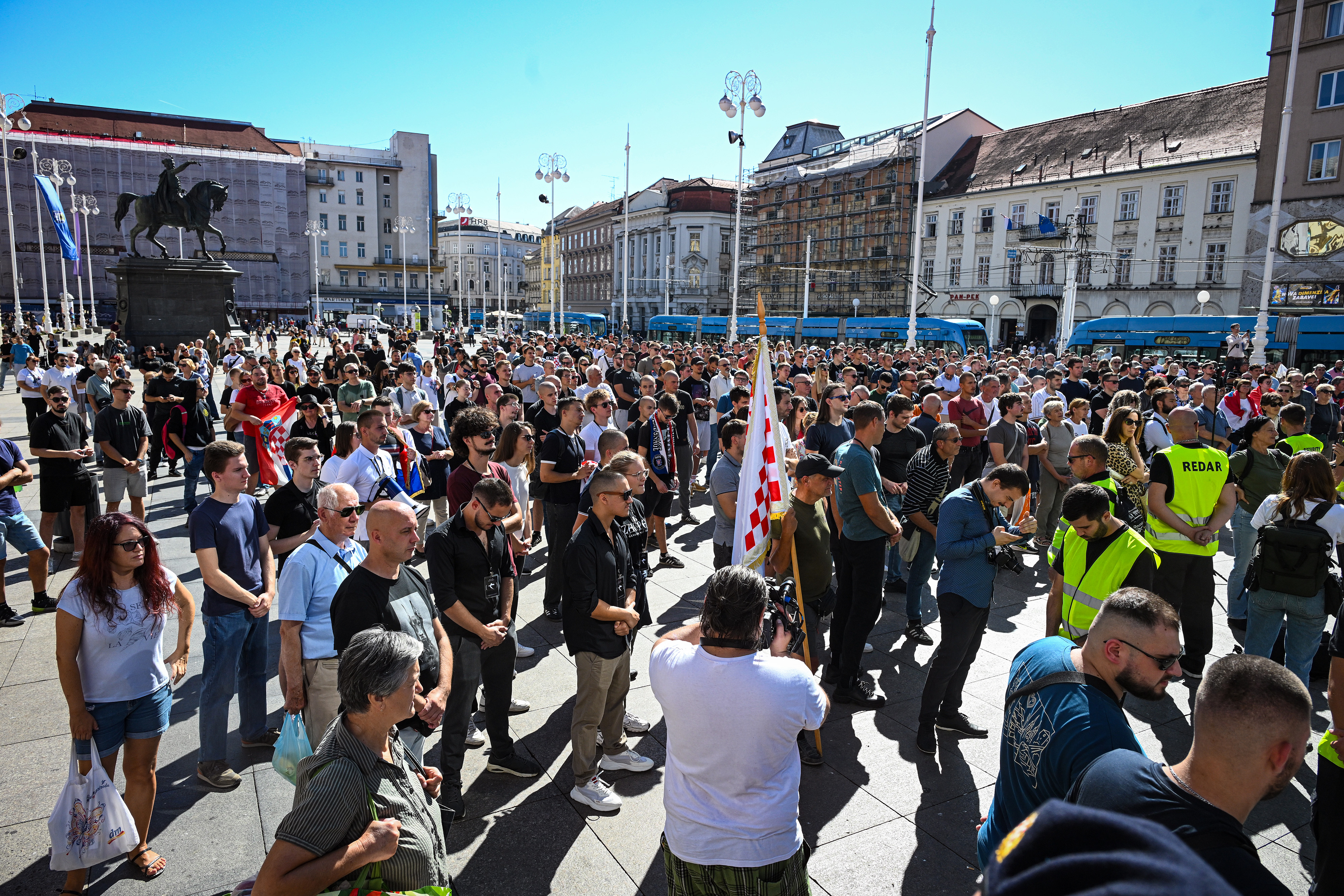 20.09.2025., Zagreb  - Prosvjed na trgu bana Jelacica "Za spas hrvatske kulture i regulaciju uvoza stranih radnika" u organizaciji udruge "Za bolju Hrvatsku" Photo: Josip Regovic/PIXSELL