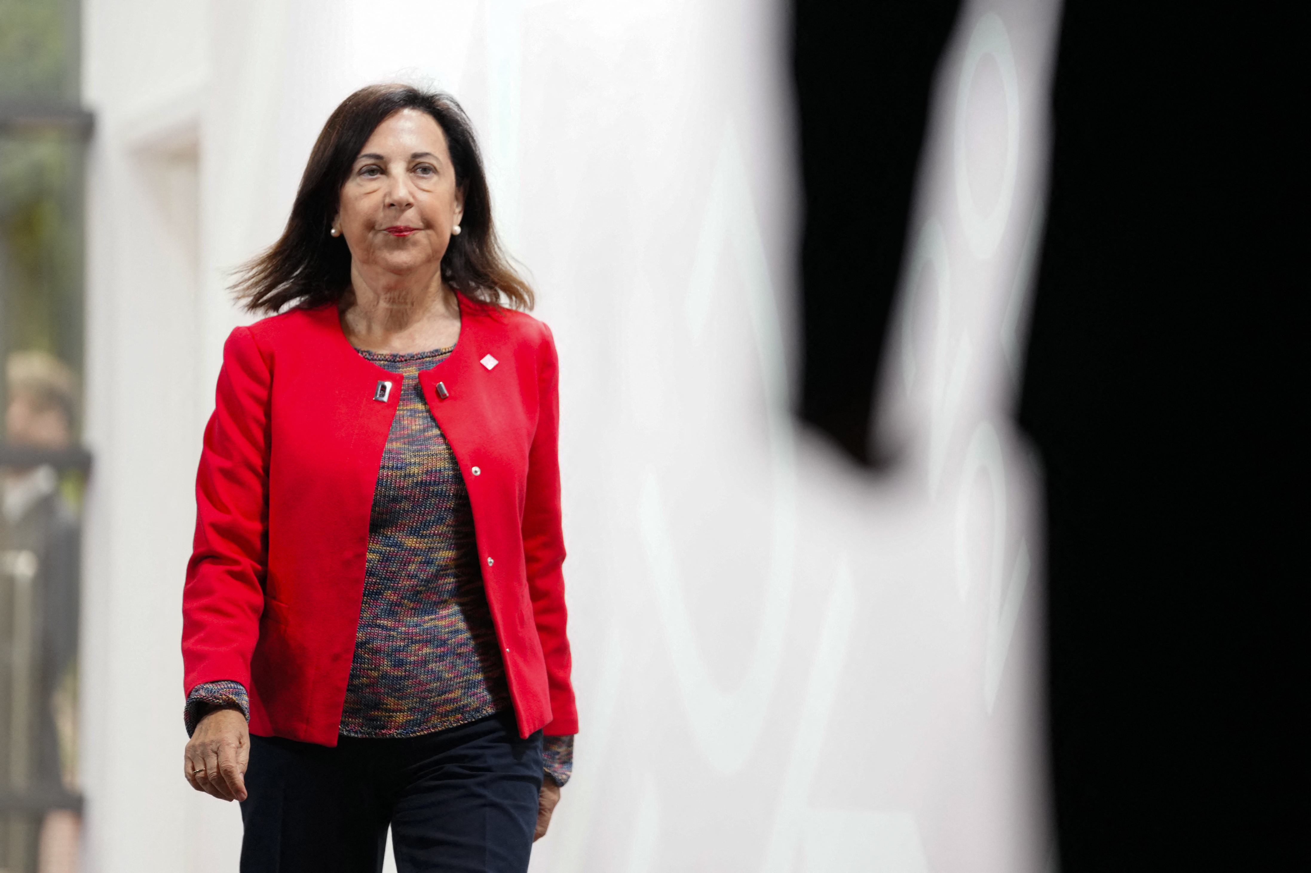 Spanish Defense Minister Margarita Robles arrives for an informal EU defence ministers meeting in Copenhagen on August 29, 2025. (Photo by Thomas Traasdahl / Ritzau Scanpix / AFP) / Denmark OUT