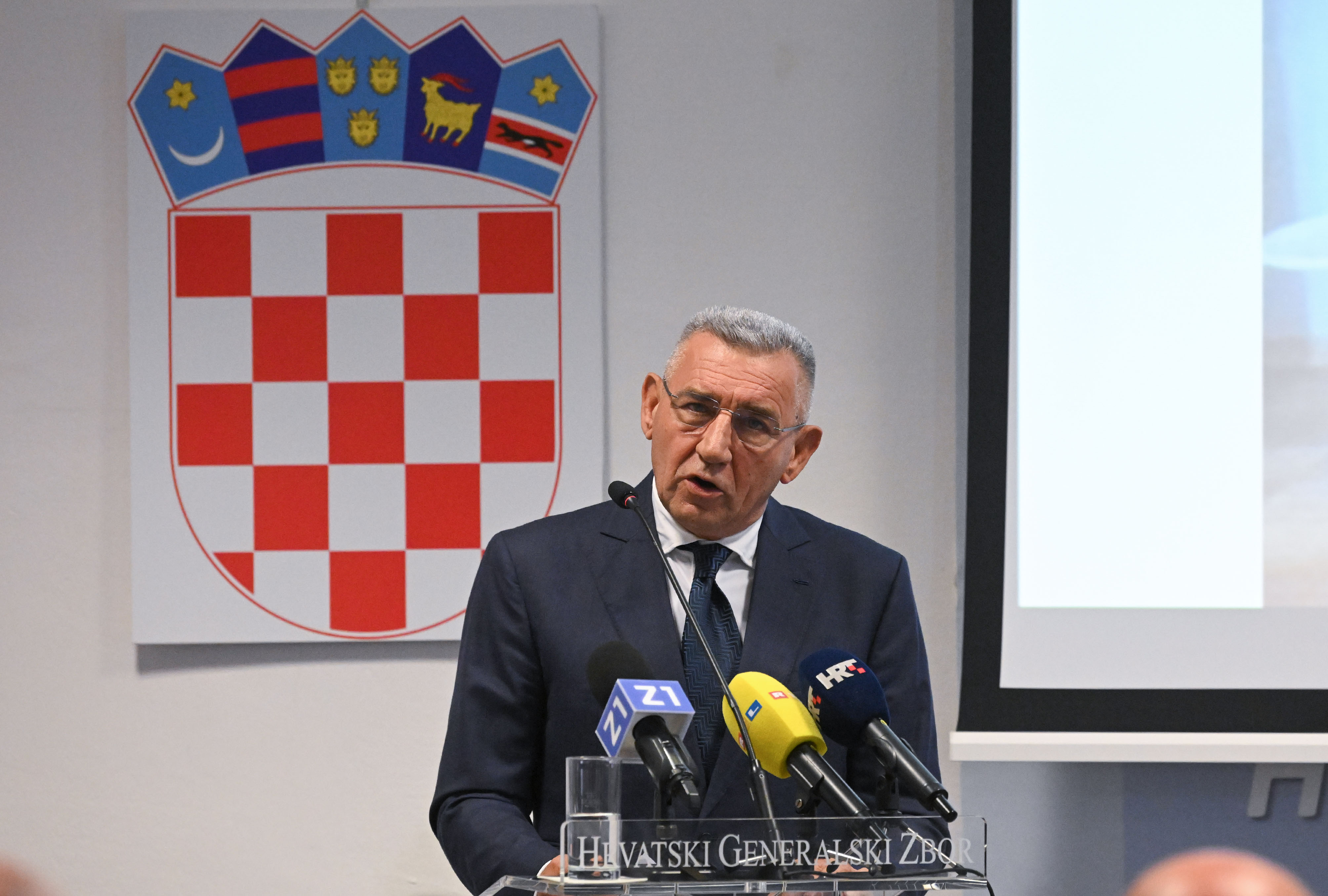 25.09.2025., Zagreb - U organizaciji  Hrvatskog generalskog zbora odrzala se komemoracija za generala Ante Rosu, jednog od clanova Inicijativnog odbora te osnivaca Hrvatskog generalskog zbora. Ante Gotovina Photo: Marko Lukunic/PIXSELL