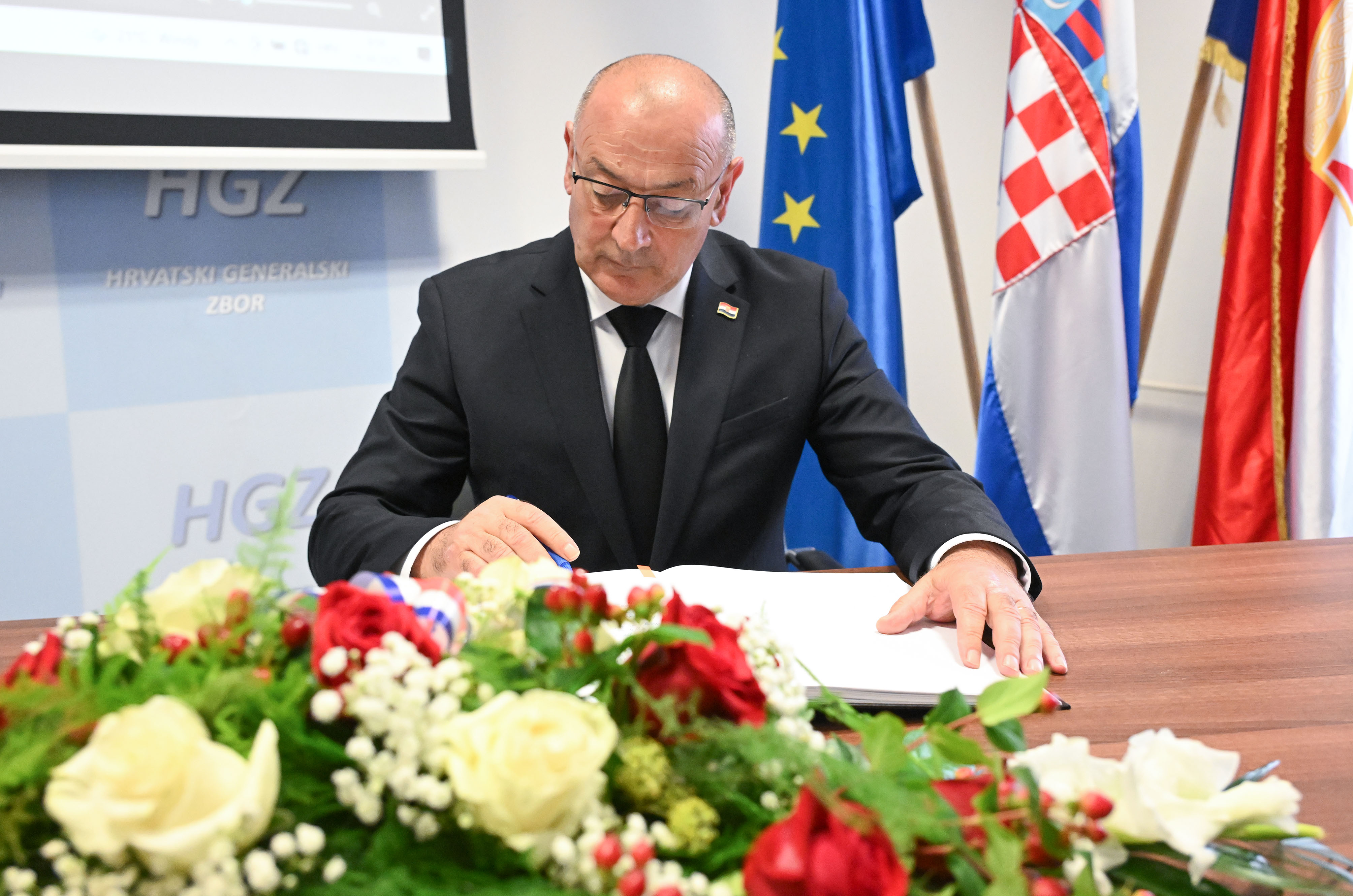 25.09.2025., Zagreb - U organizaciji  Hrvatskog generalskog zbora odrzala se komemoracija za generala Ante Rosu, jednog od clanova Inicijativnog odbora te osnivaca Hrvatskog generalskog zbora. Tomo Medved Photo: Marko Lukunic/PIXSELL