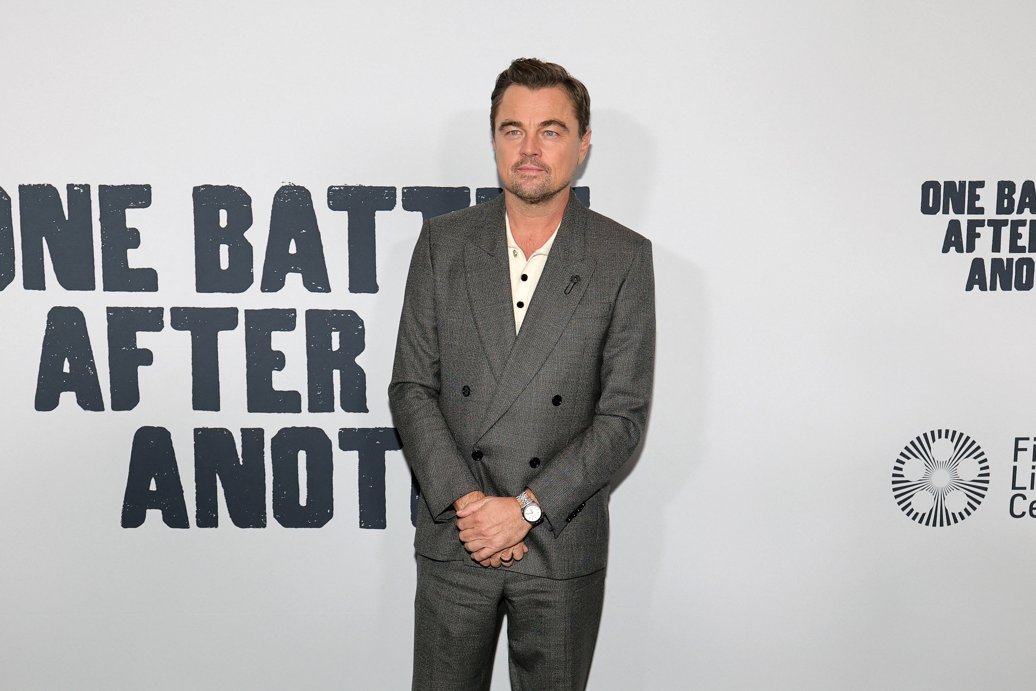 Leonardo DiCaprio attends the "One Battle After Another" New York screening at The Film Society of Lincoln Center, Walter Reade Theater on September 21, 2025 in New York City.   )