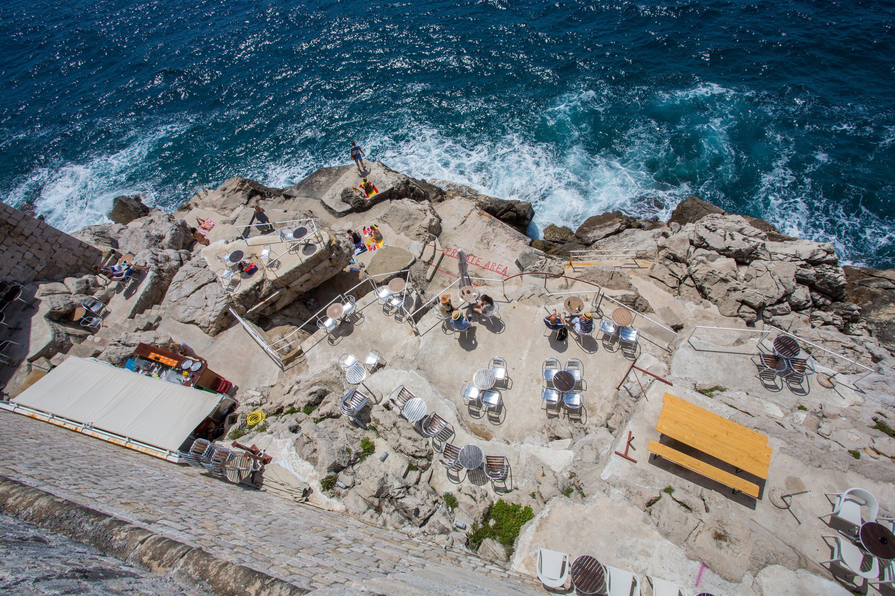 24.06.2014., Stara gradska jezgra, zidine, Dubrovnik - Buza, podno dubrovackih zidina, kafic i kupaliste."nPhoto: Grgo Jelavic/PIXSELL