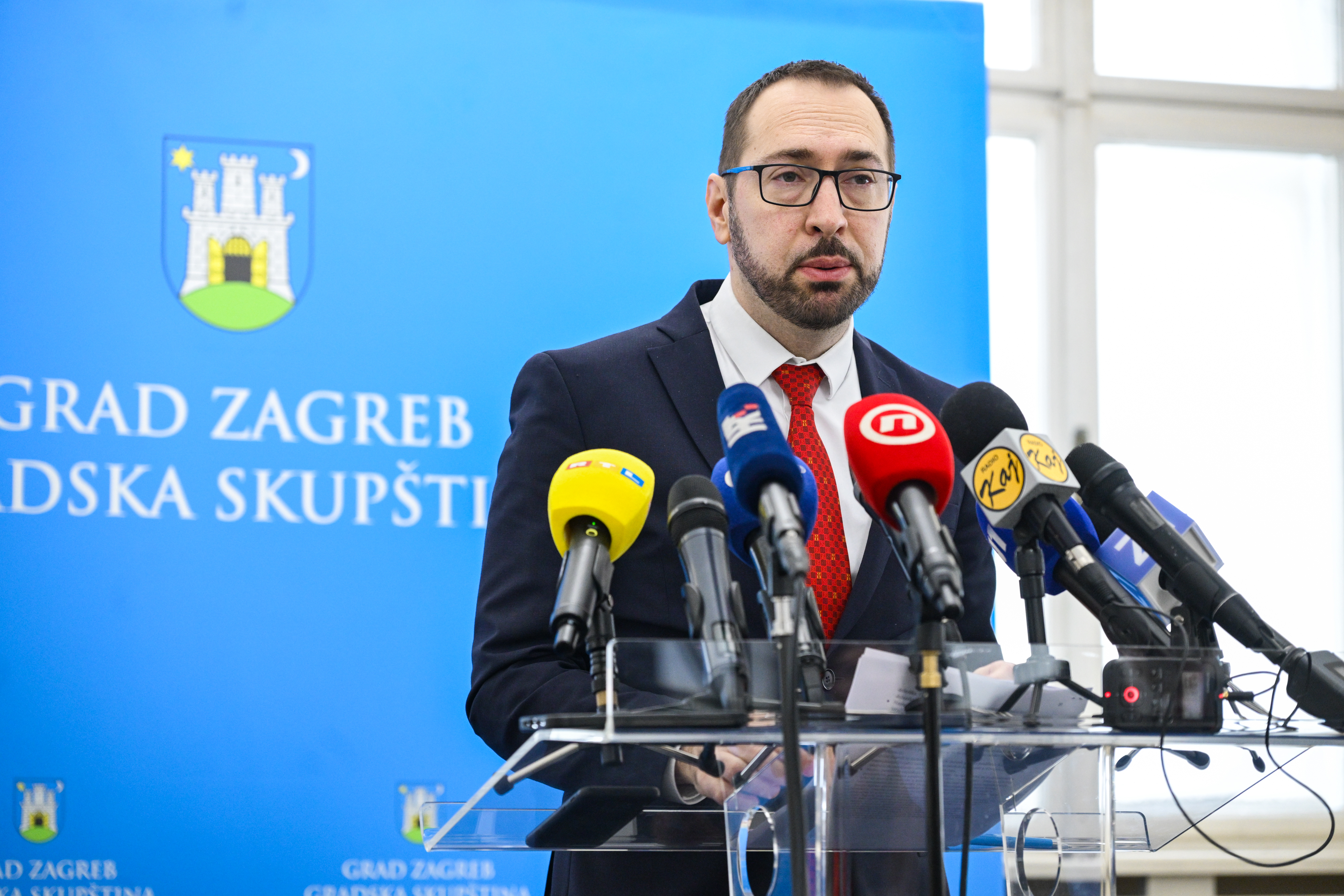 13.01.2026., Zagreb - Gradonacelnik Grada Zagreba Tomislav Tomasevic i predsjednik Gradske skupstine Grada Zagreba Matej Misic odrzat ce zajednicku konferenciju za medije na temu: Osvrt na 2025. i planovi za 2026. godinu. Photo: Neva Zganec/PIXSELL