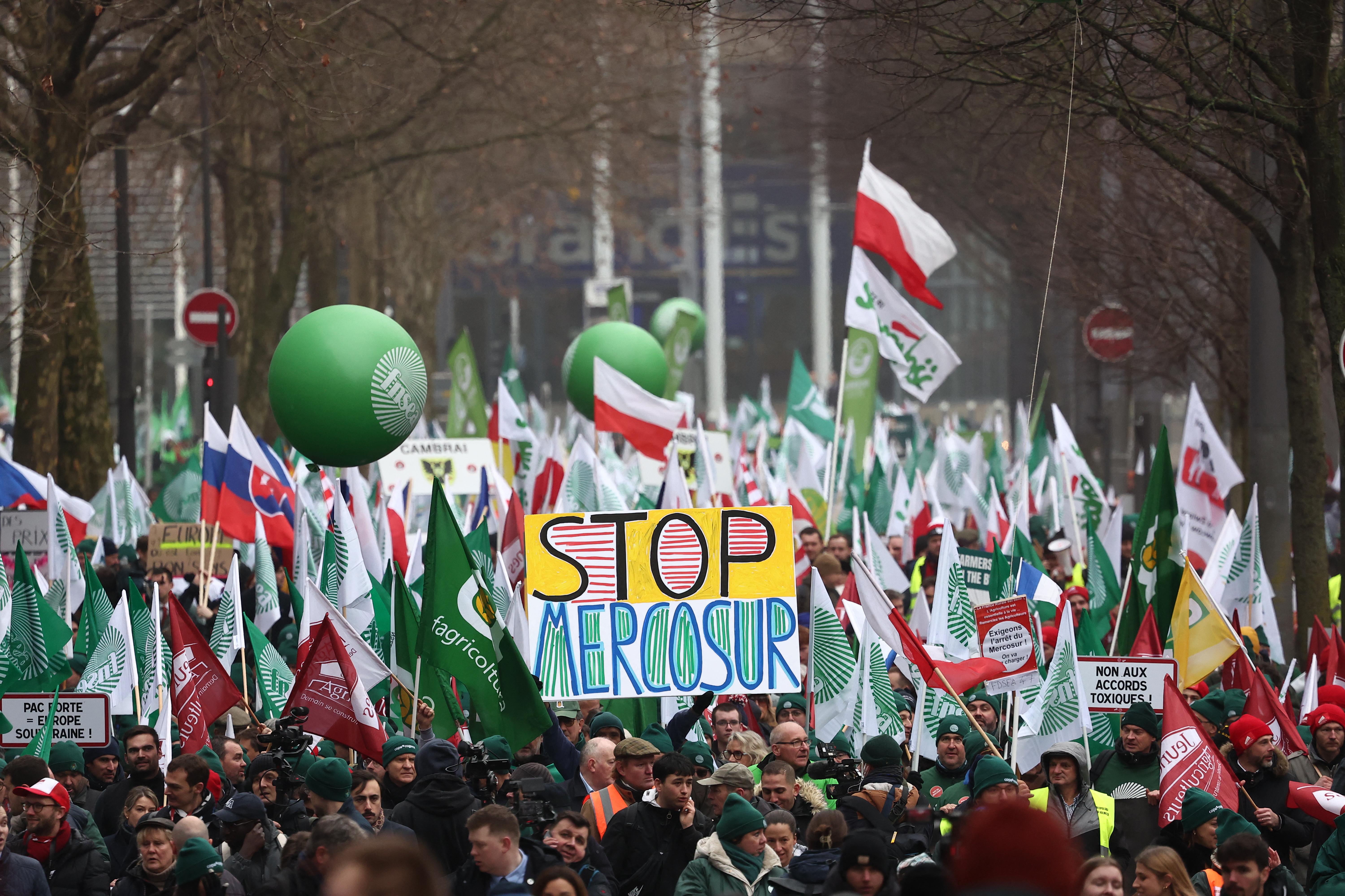 protest against the free trade agreement between the European Union and the Mercosur