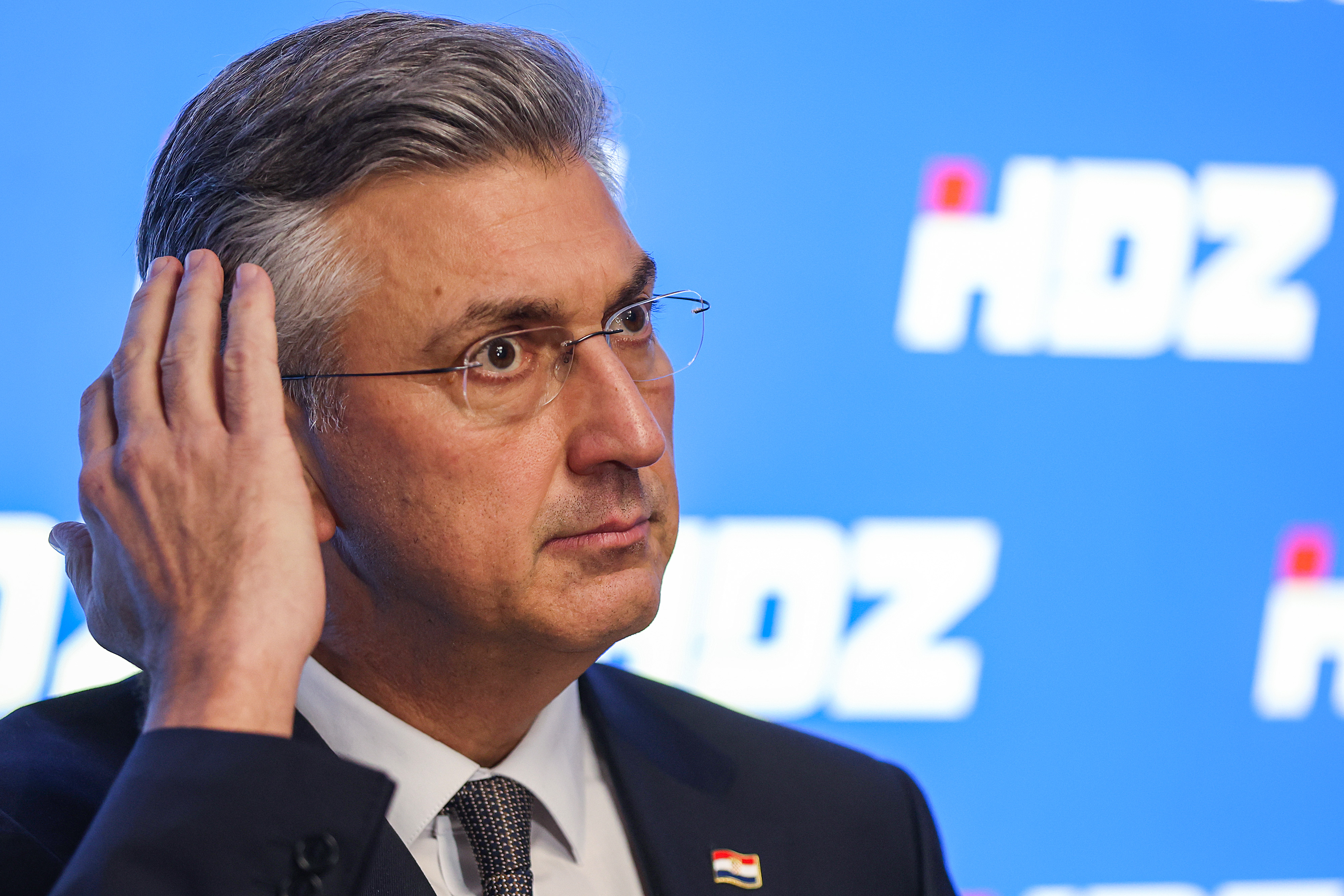 Zajednicka sjednica Predsjednistva i Nacionalnog odbora HDZ-a. Predsjednik Vlade Andrej Plenkovic nakon sjednice dao je izjavu okupljenim medijima. Photo: Goran Stanzl/PIXSELL