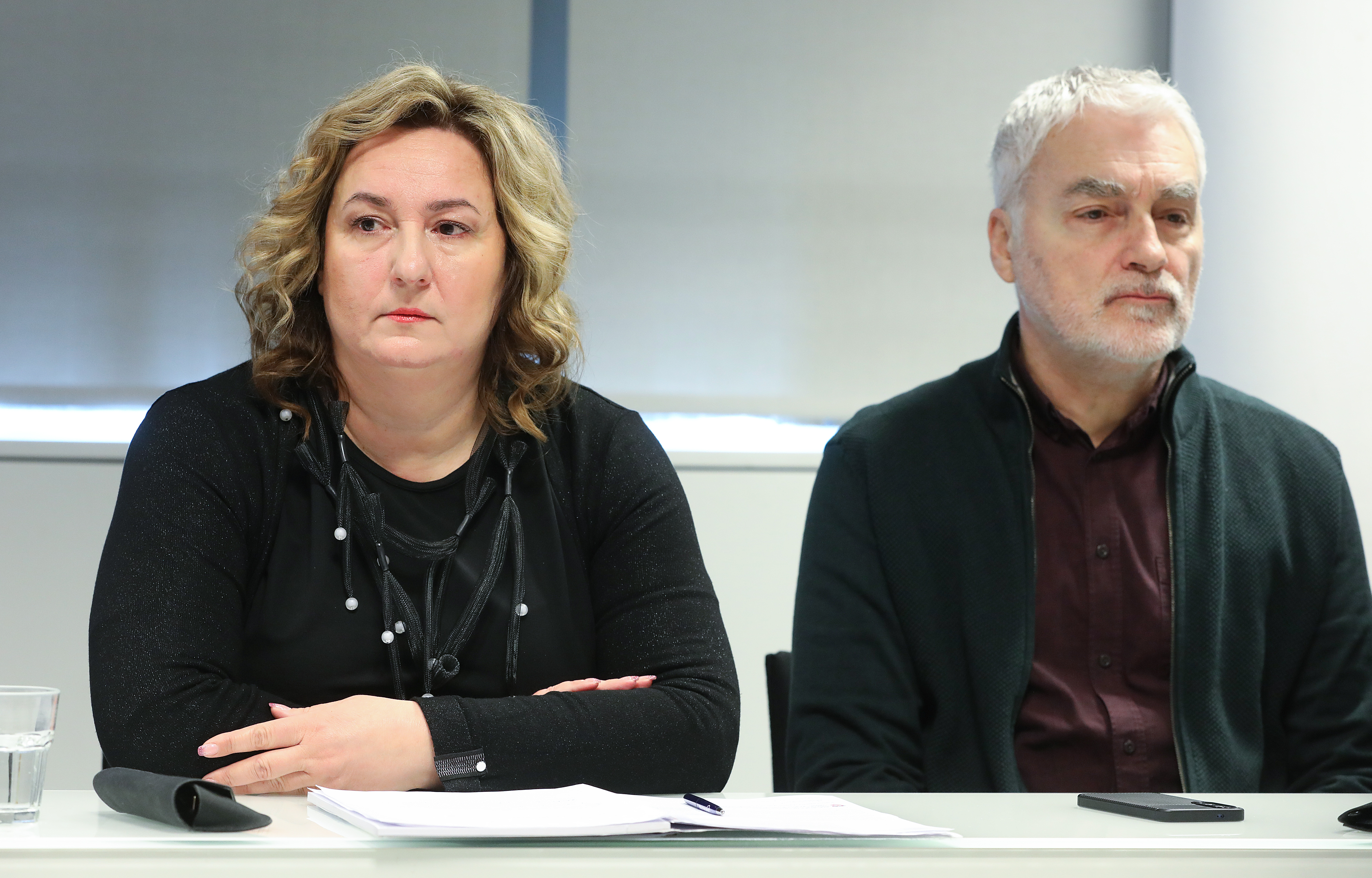 Zagreb, celnici sindikata javnih sluzbi odrzali konferenciju za medije o ponudi Vlade za rast osnovice u ovoj godini. Medijima su se obratili, Domagoj Rebic, Zeljko Stipic i Sanja Sprem. Photo: Robert Anic/PIXSELL