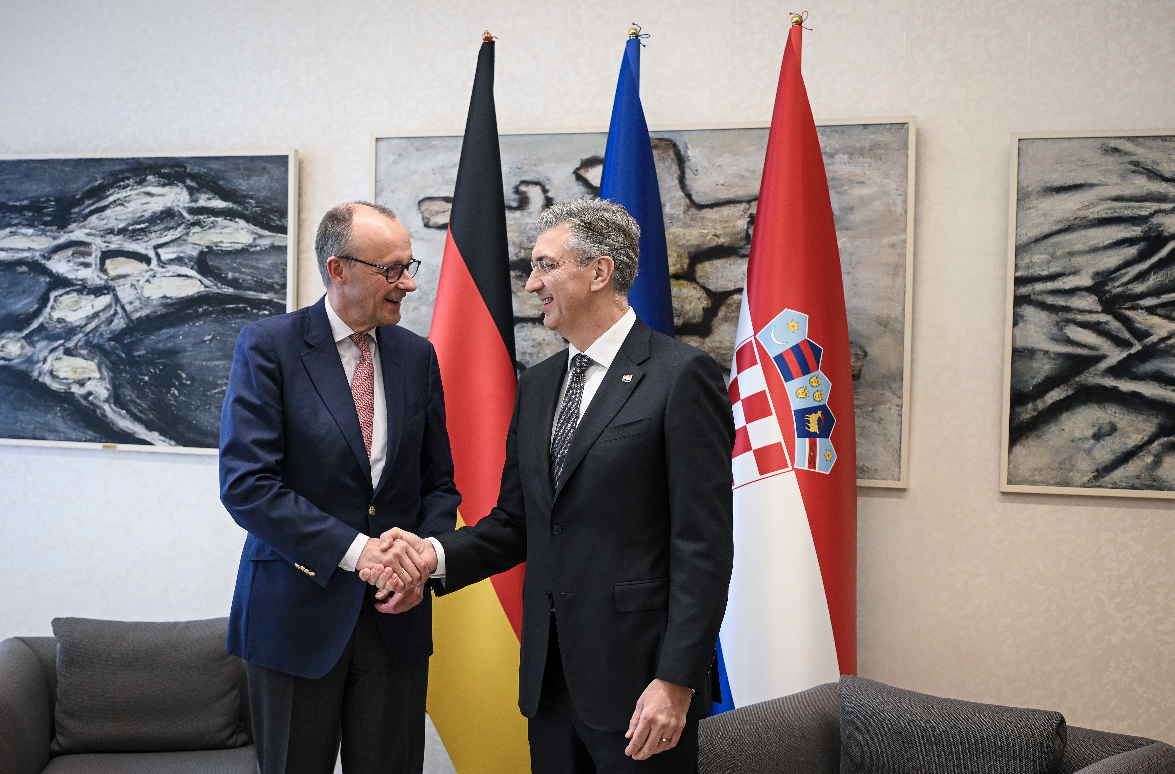 Sastanak predsjednika Vlade Andreja Plenkovica s kancelarom Savezne Republike Njemacke Friedrichom Merzom Photo: Josip Regovic/PIXSELL