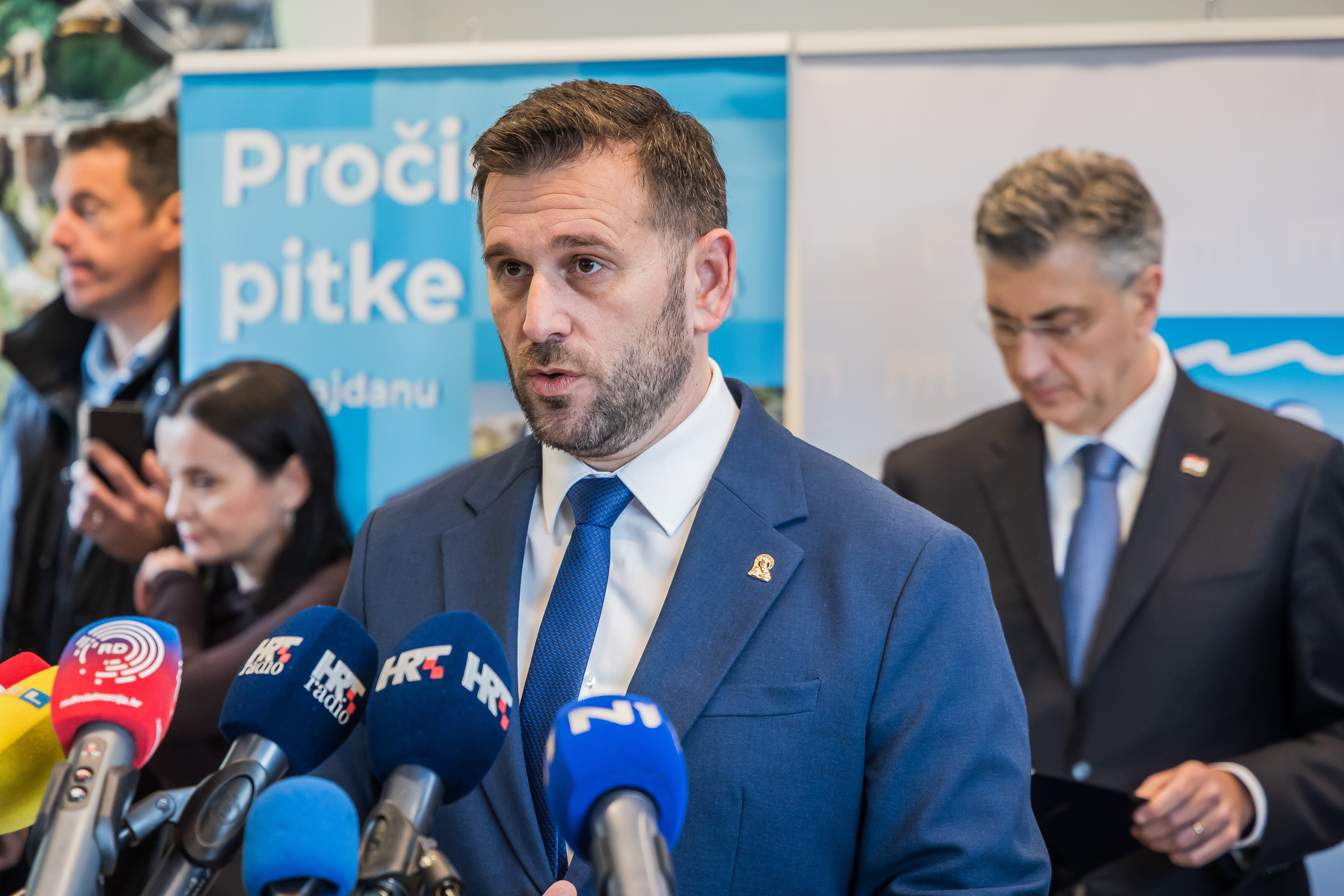 24.01.2026., Solin - Izvoriste rijeke Jadro Predsjednik Vlade sa ministrima otvorio je Radove na procistacu vode. Tomislav Suta, Andrej Plenkovic Photo: Zvonimir Barisin/PIXSELL