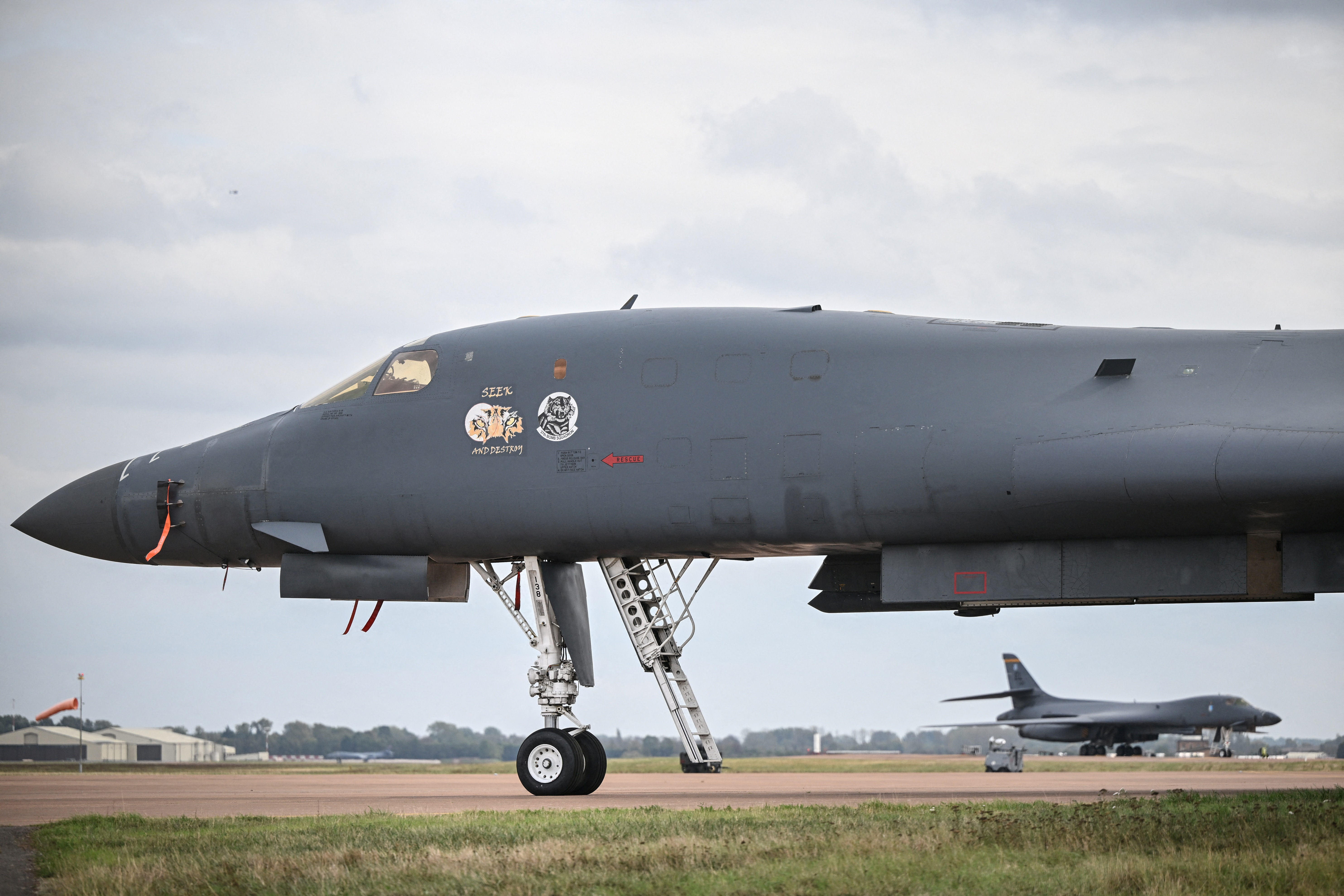 (FILES) A US Air Force B-1 Lancer bomber is pictured on the tarmac at RAF Fairford base in Fairford, south-west England on September 27, 2026.