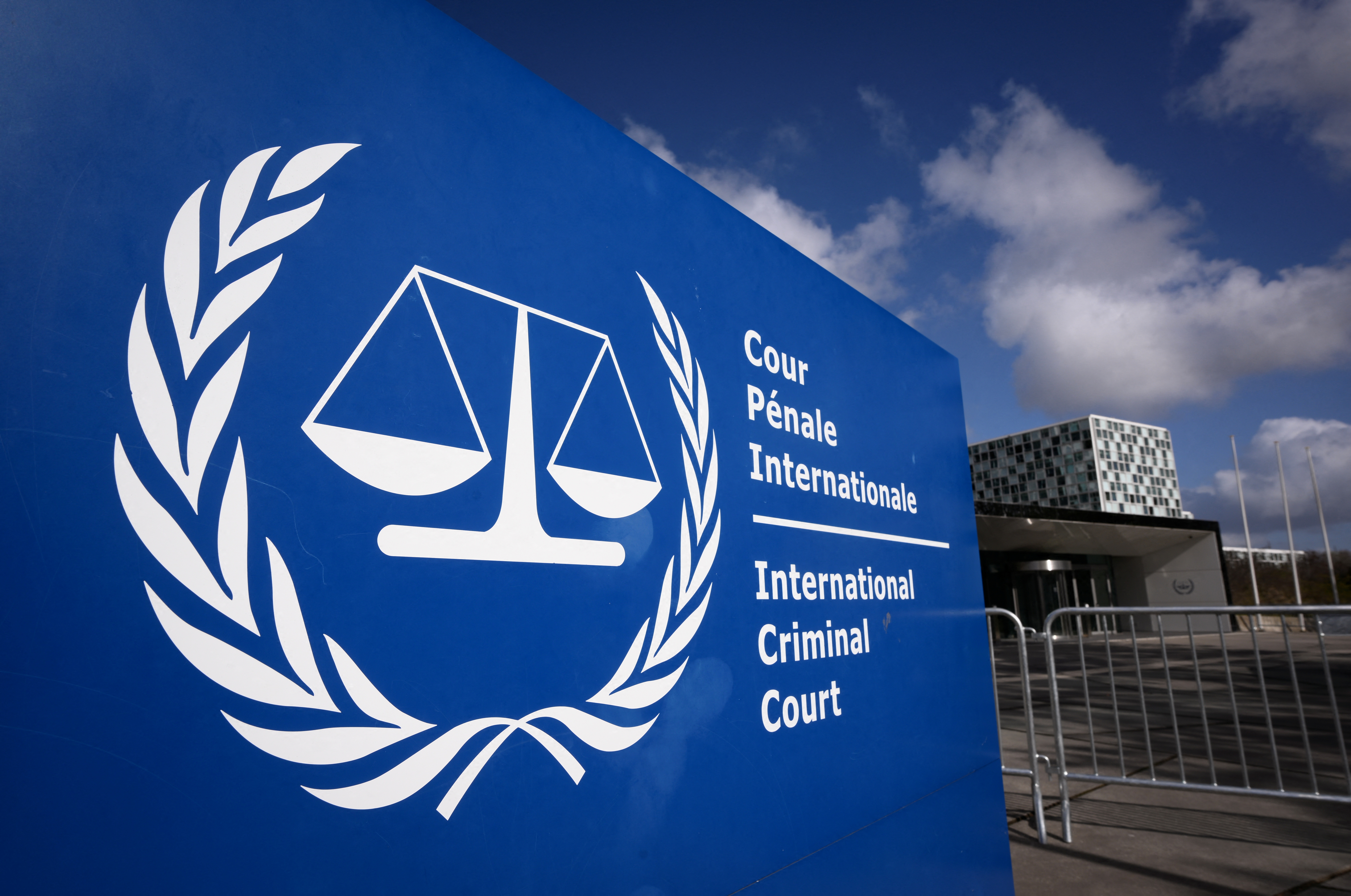 (FILES) This general view shows the exterior and the logo of the International Criminal Court (ICC) in The Hague