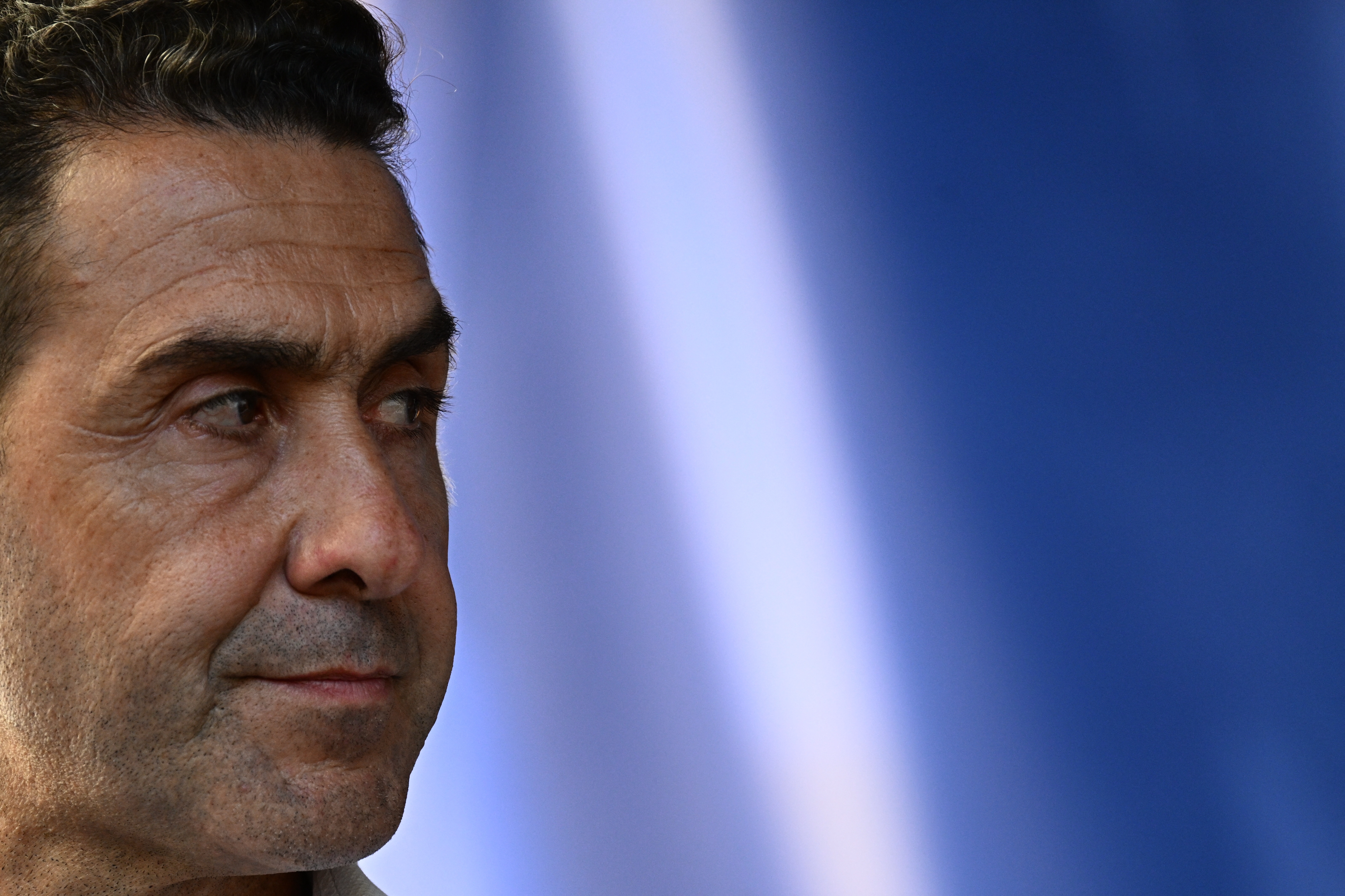 General Roberto Vannacci, Italian far-right League party (Lega) candidate for the upcoming European elections, looks on during a campaign meeting, on June 1, 2024 in Milan. (Photo by GABRIEL BOUYS / AFP)
