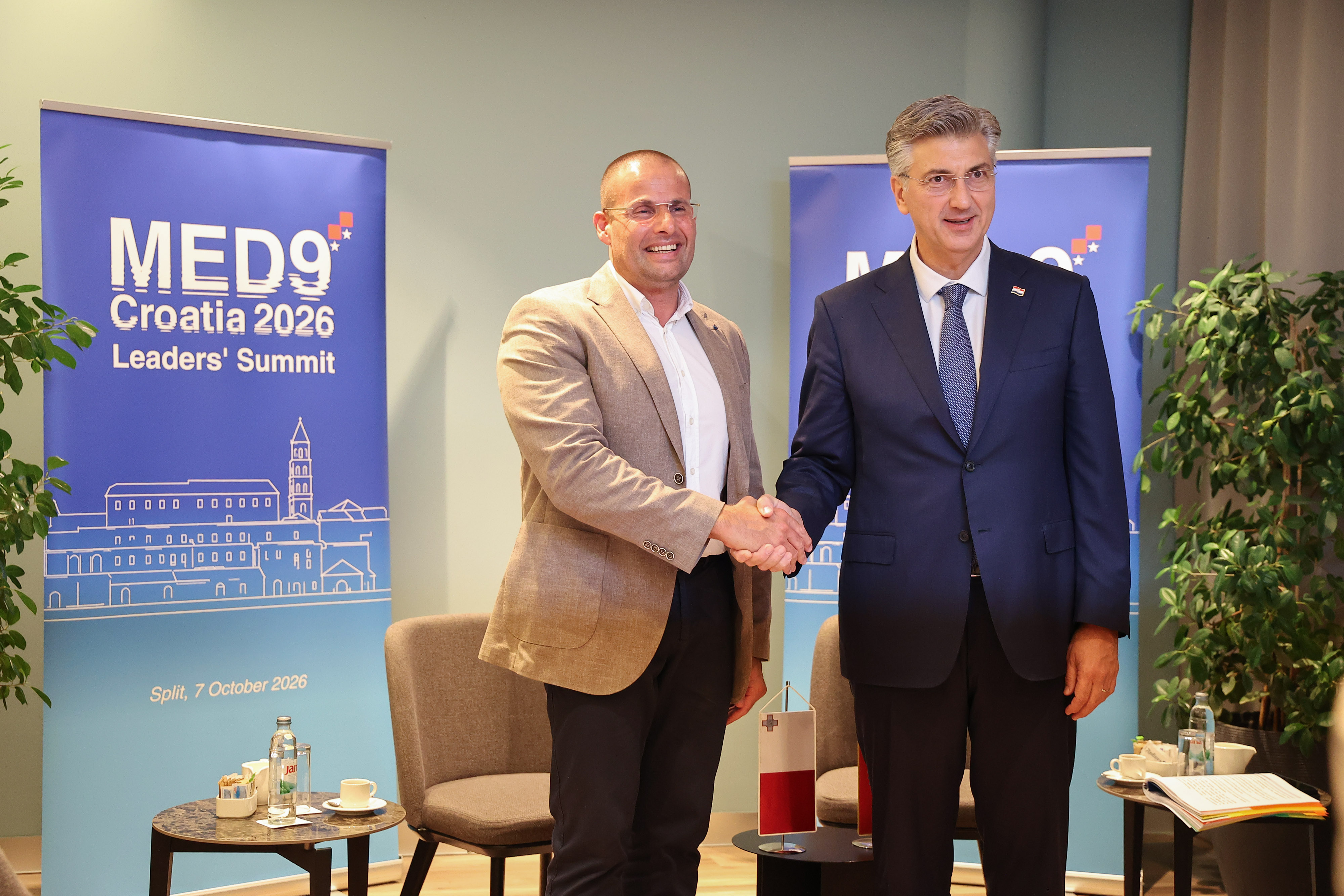 06.10.2025., Split- Bilateralni susret predsjednika Vlade Andreja Plenkovica s predsjednikom Vlade Malte Robertom Abelom. Photo: Ivana Ivanovic/PIXSELL