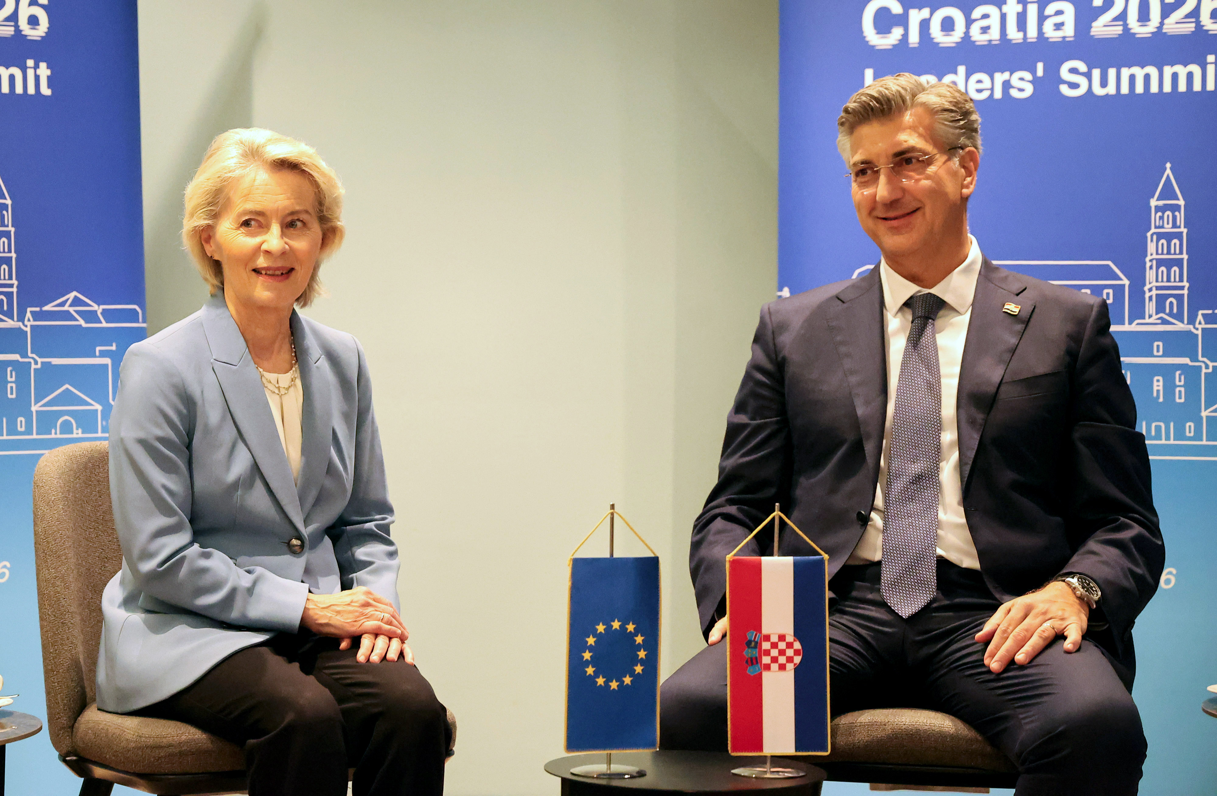 Bilateralni susret predsjednika Vlade Andreja Plenkovica s predsjednicom Europske komisije Ursulom van der Layen. Photo: Ivana Ivanovic/PIXSELL