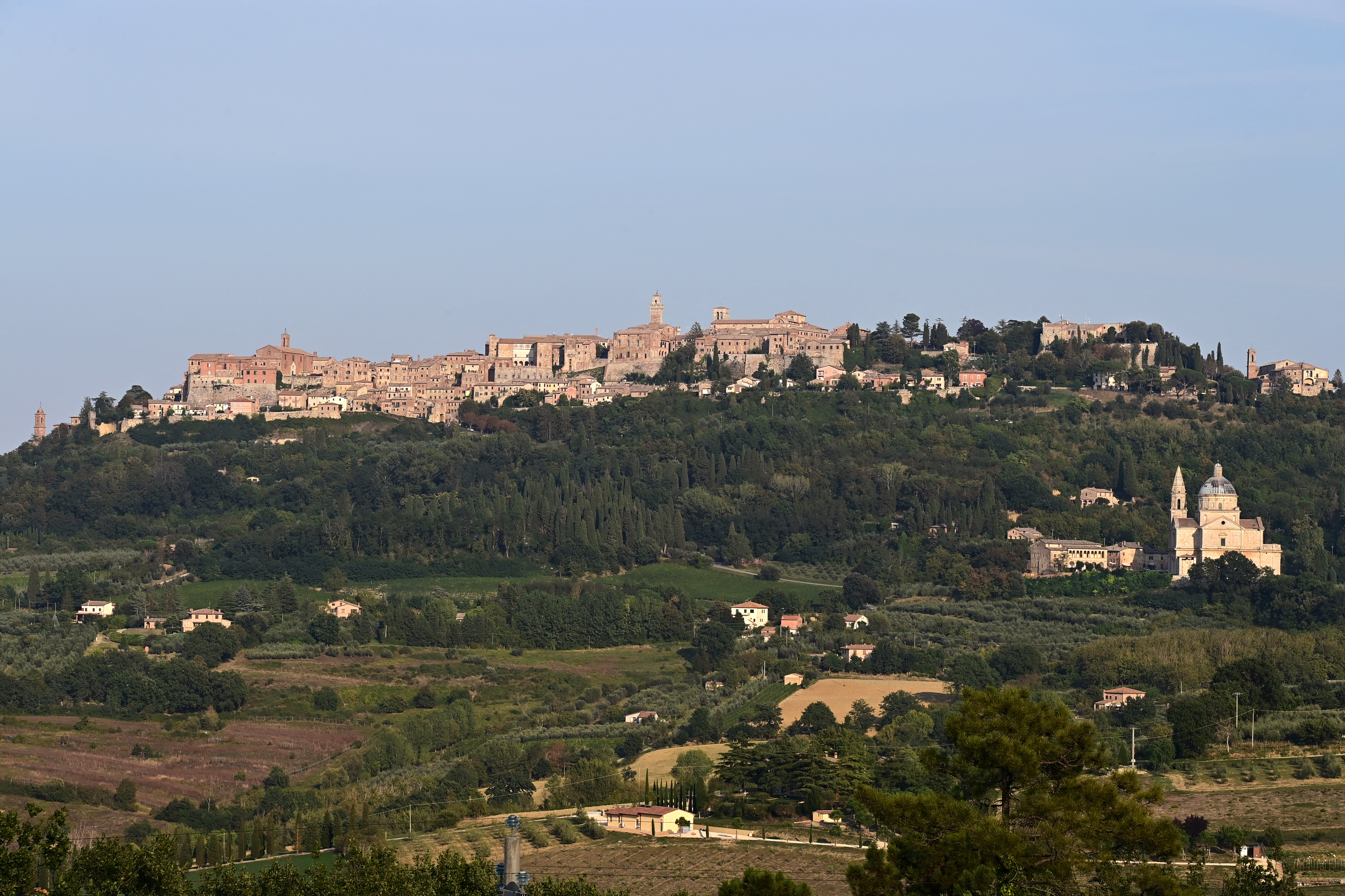 A picture taken on September 14, 2020 show the medieval hill town of Montepulciano in Tuscany, central Italy.