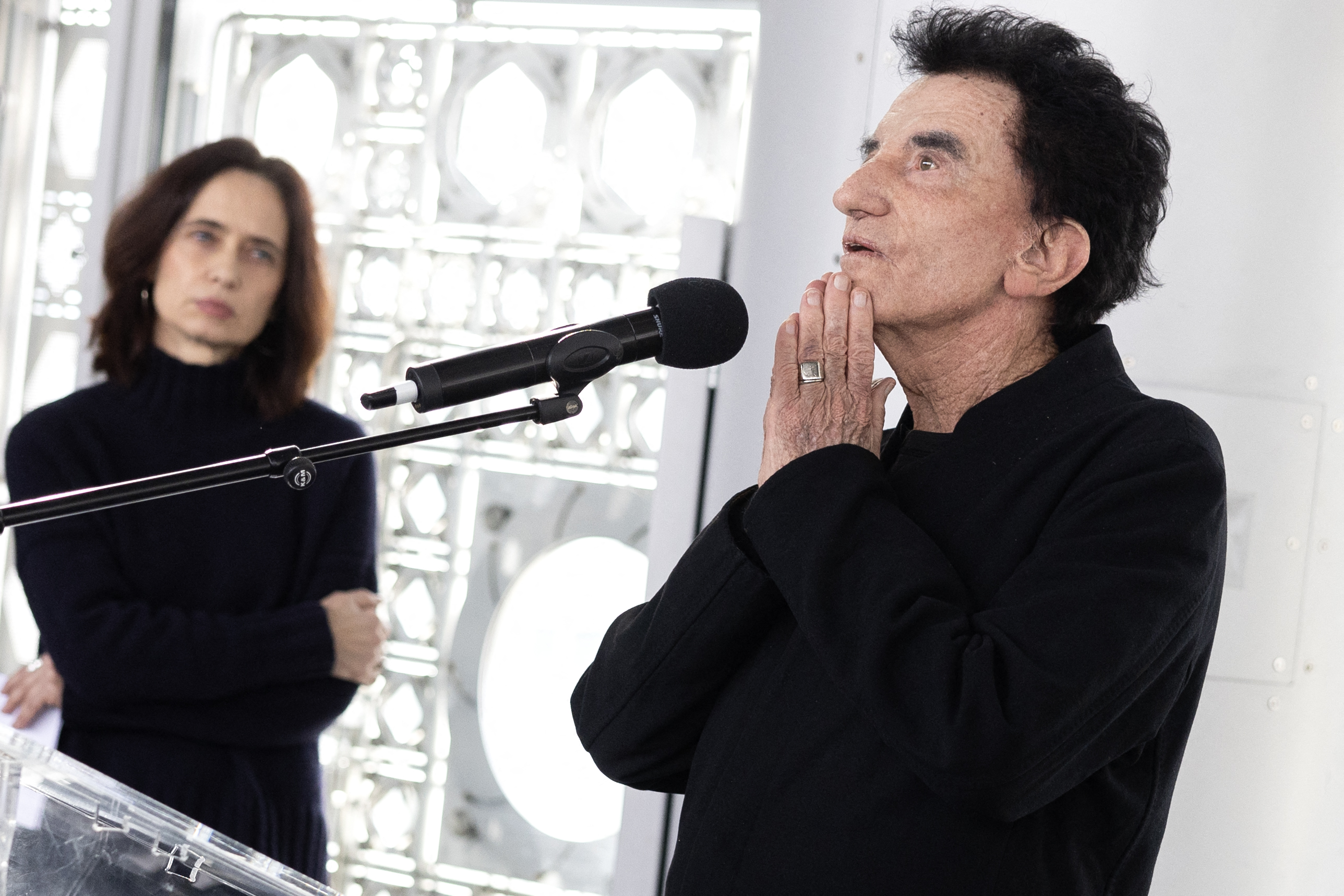 President of the Institut du Monde Arabe (IMA - Arab World Institute) Jack Lang delivers a speech during a farewell ceremony after he resigned from the presidency of the IMA