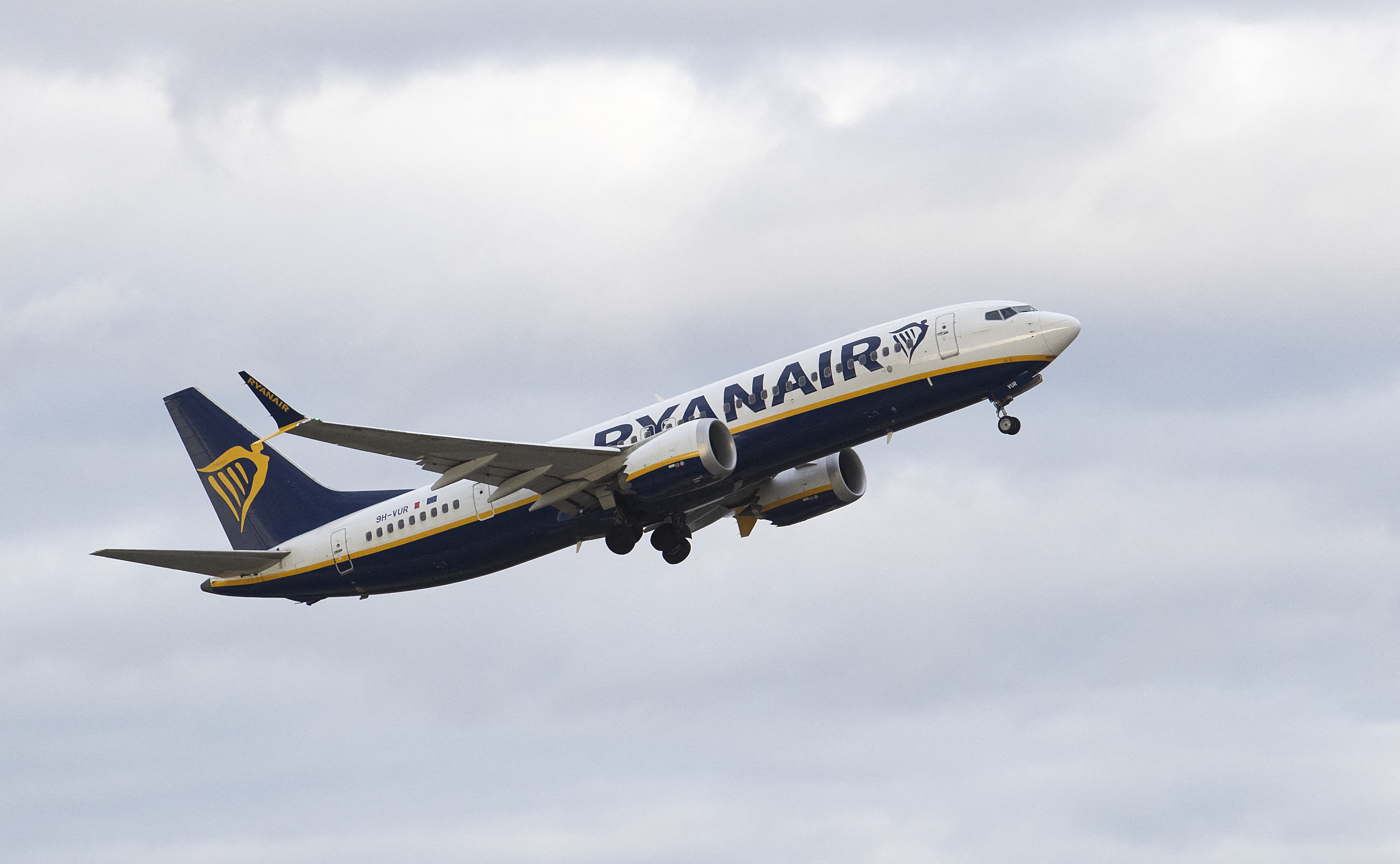 A Ryanair plane takes off from Palma de Mallorca airport