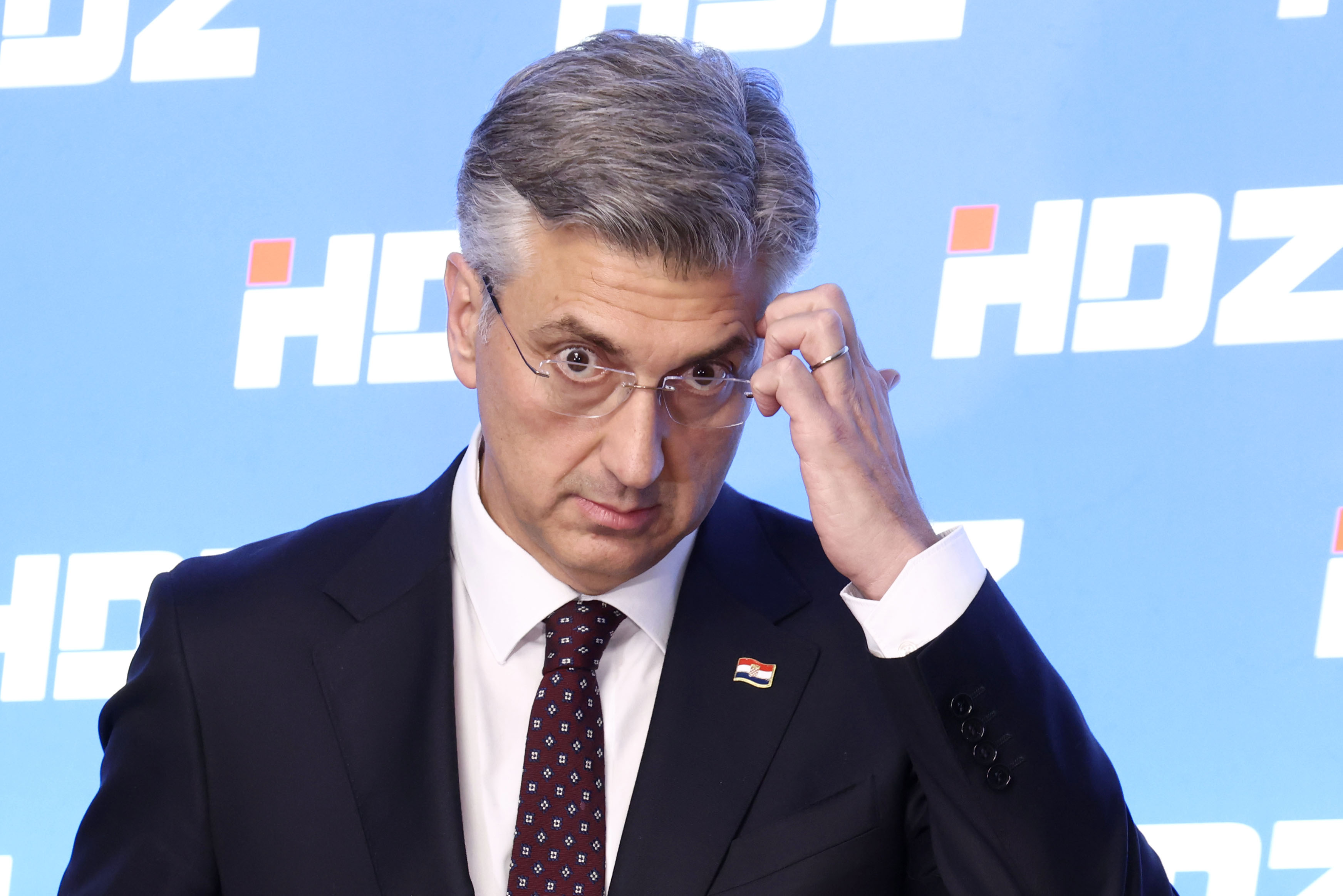 Izjave nakon zajednicke sjednice Predsjednistva i Nacionalnog odbora HDZ-a. Andrej Plenkovic, premijer. Photo: Josip Mikacic/PIXSELL