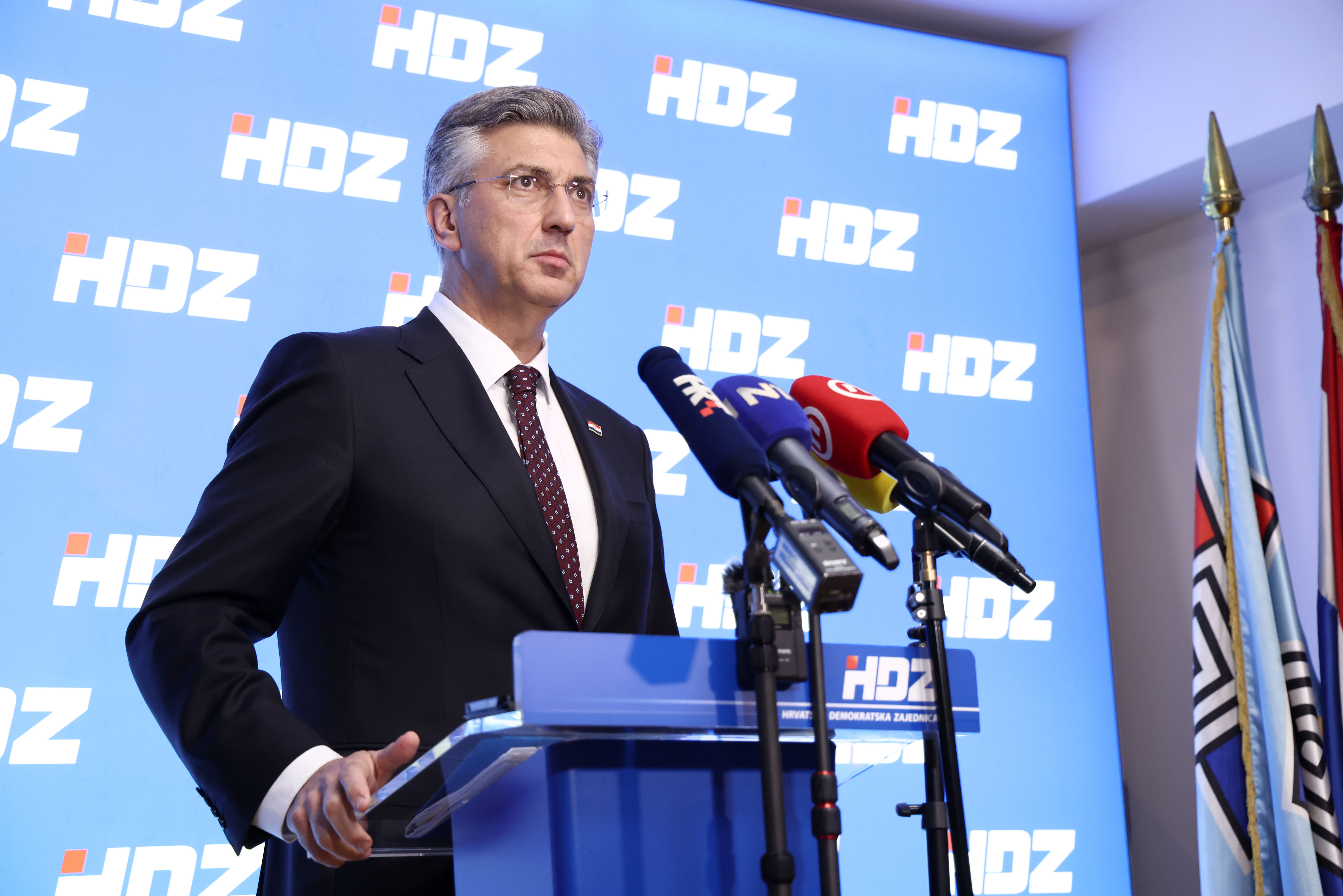 16.3.2026. - Zagreb, Hrvatska - Izjave nakon zajednicke sjednice Predsjednistva i Nacionalnog odbora HDZ-a. Andrej Plenkovic, premijer. Photo: Josip Mikacic/PIXSELL