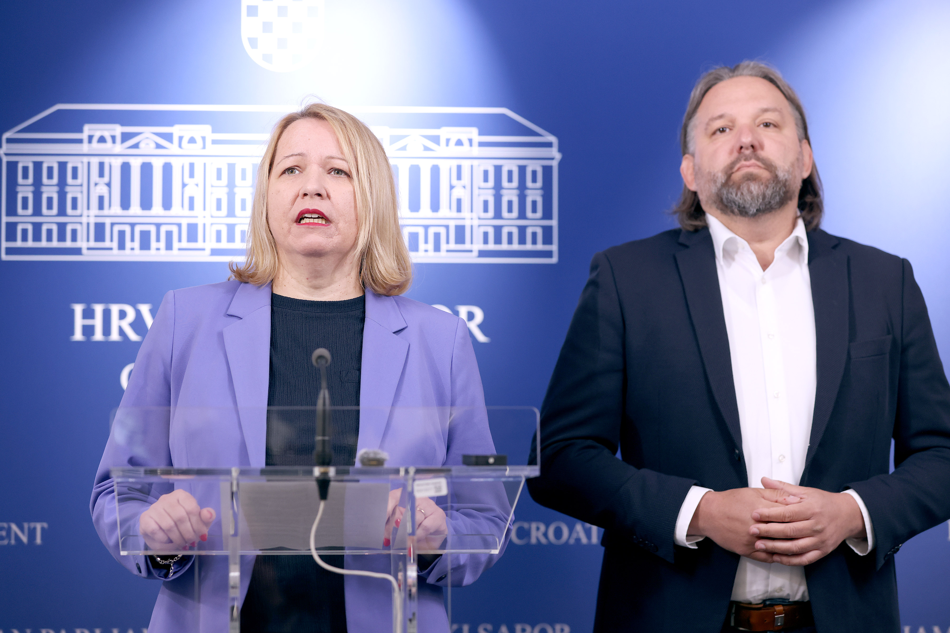 17.03.2026., Zagreb - Kristina Ikic Banicek i Tonci Restovic.  Photo: Patrik Macek/PIXSELL