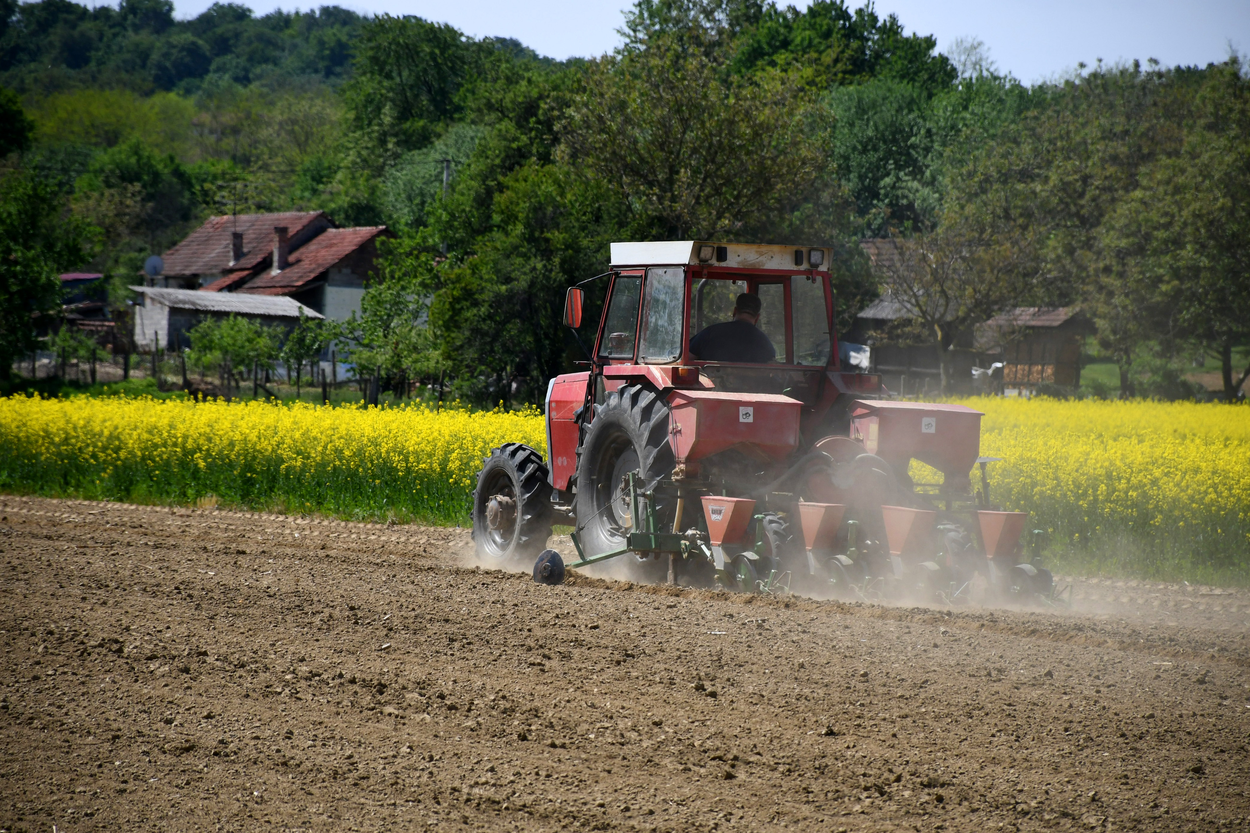29.04.2020., Koprivnica - Poljoprivredni proljetni radovi. Sjetva kukuruza. Pokusna sjetva raznih vrsta kukuruza radi kasnije usporedbe kvalitete i kolicine prinosa. "nPhoto: Damir Spehar/PIXSELL