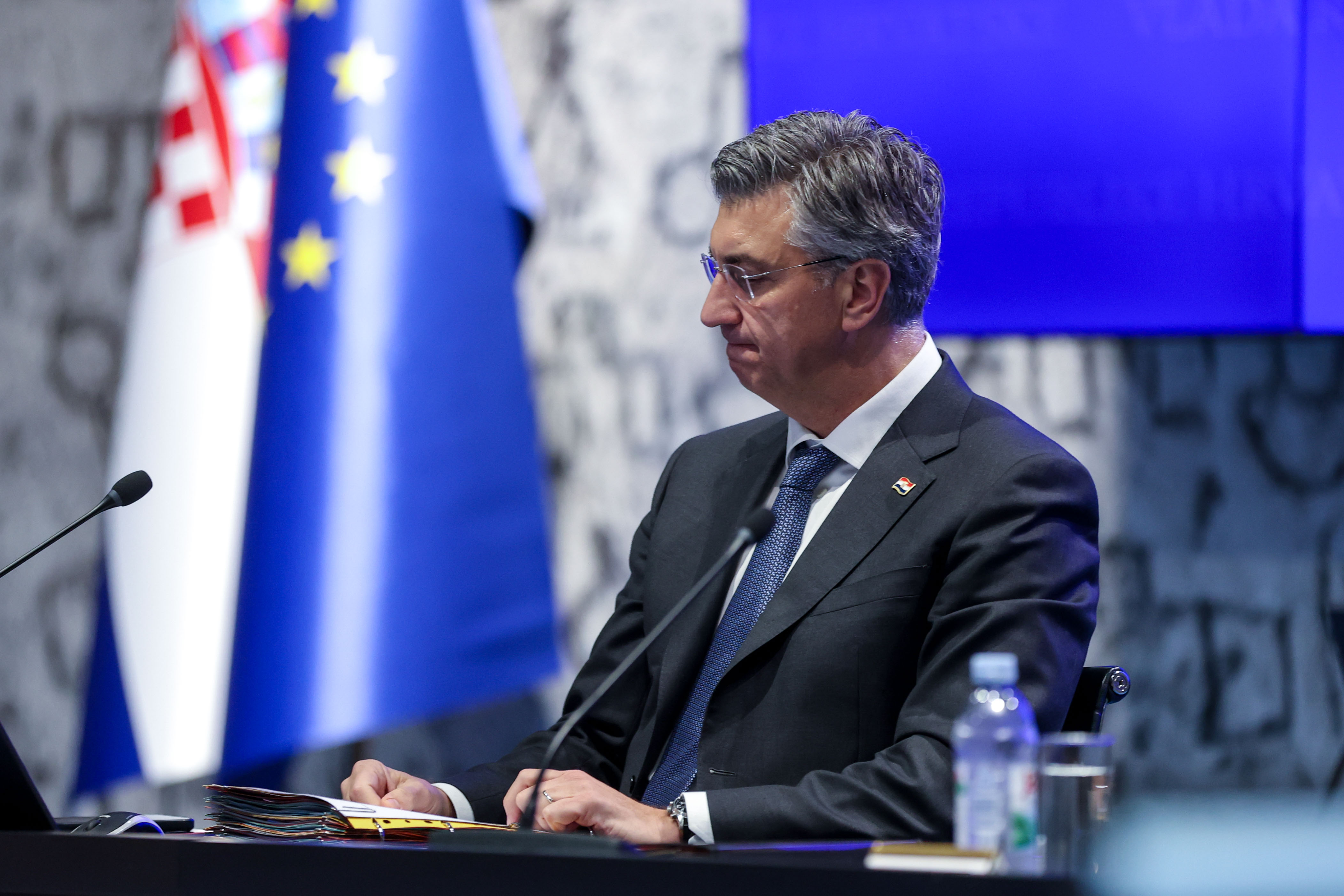 26.03.2026., Zagreb - Odrzana 156. sjednica Vlade RH u Nacionalnoj i sveucilisnoj knjiznici. predsjednik Vlade RH Andrej Plenkovic. Photo: Igor Kralj/PIXSELL
