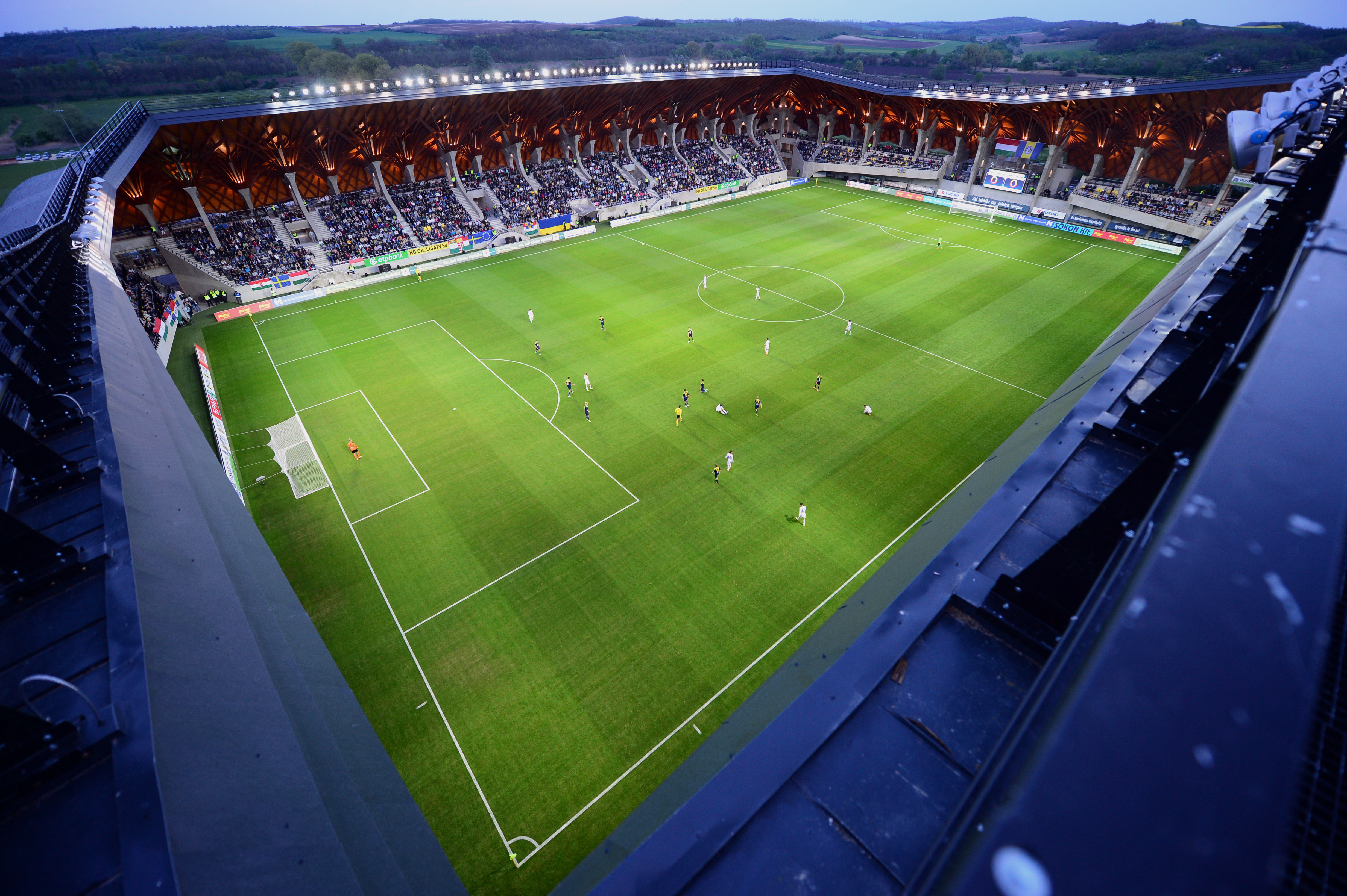 'Pancho' Stadium of Puskas Academy' in Felcsut village (Photo by Attila KISBENEDEK / AFP)