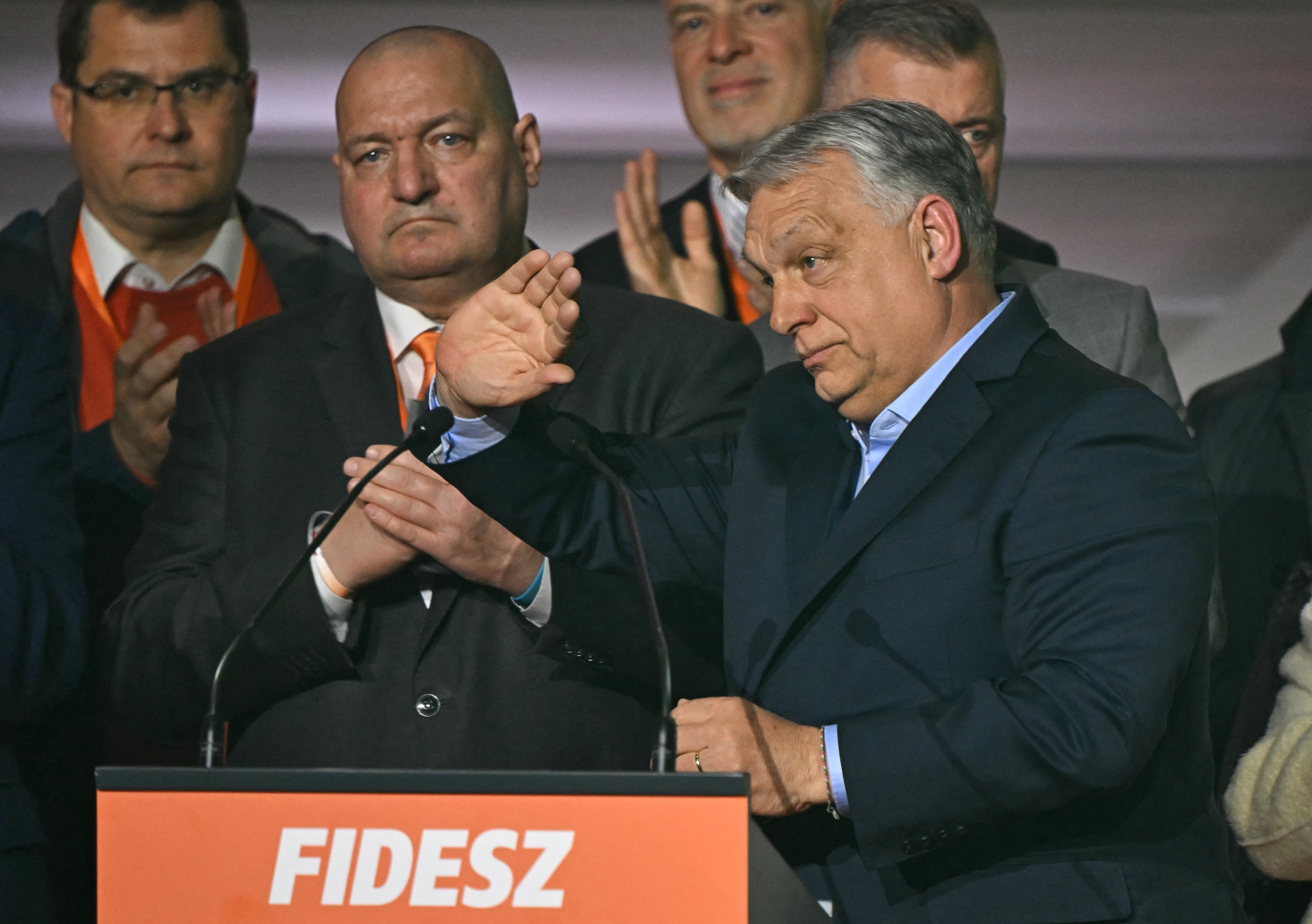 Viktor Orban during a general election in Hungary, on April 12, 2026. (Photo by Attila KISBENEDEK / AFP)