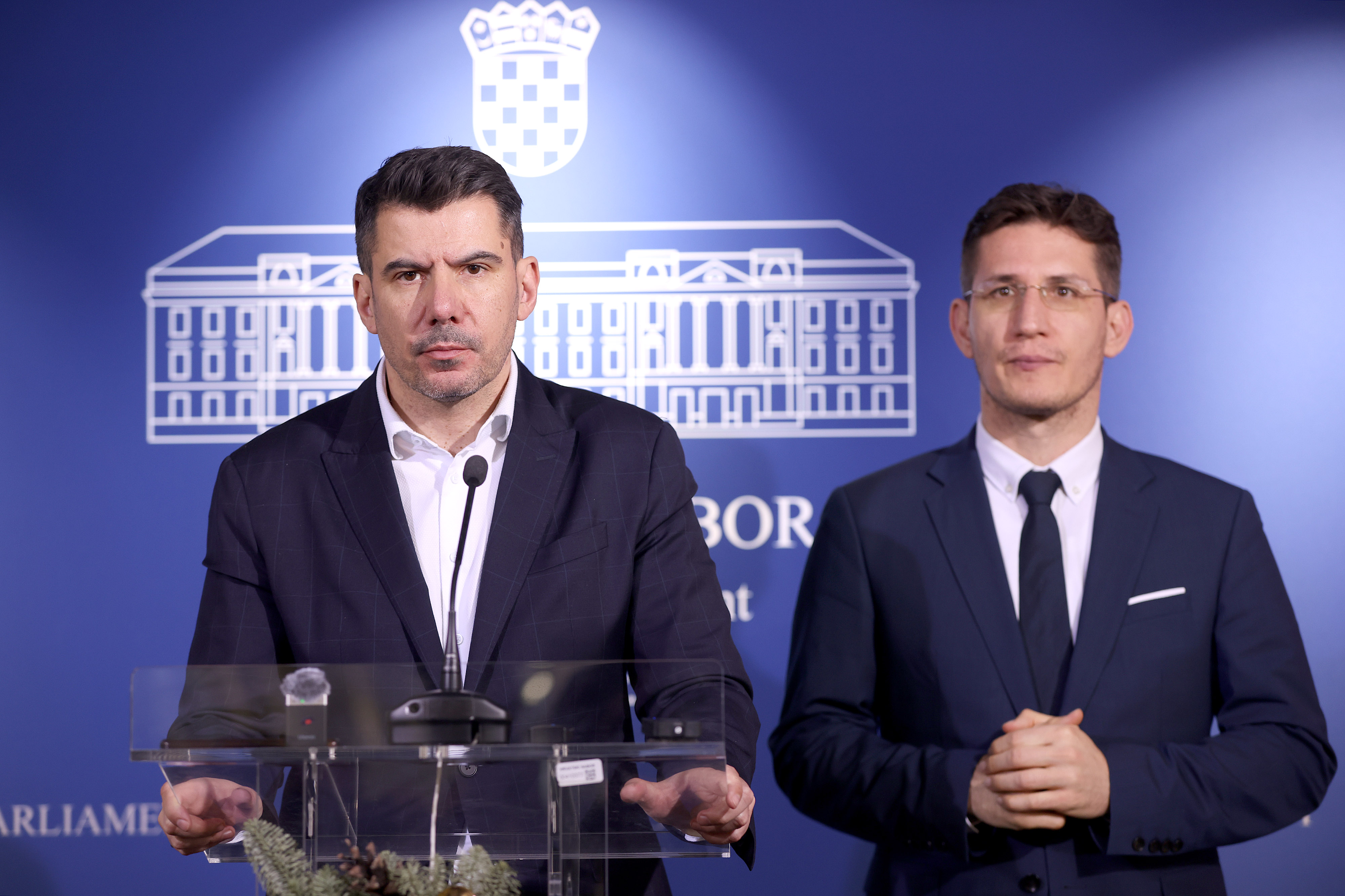 13.12.2024., Zagreb - Na konferenciji za medije odrzanoj u Saboru o aktualnim temama govorili su Zvonimir Troskot i Nikola Grmoja. Photo: Patrik Macek/PIXSELL