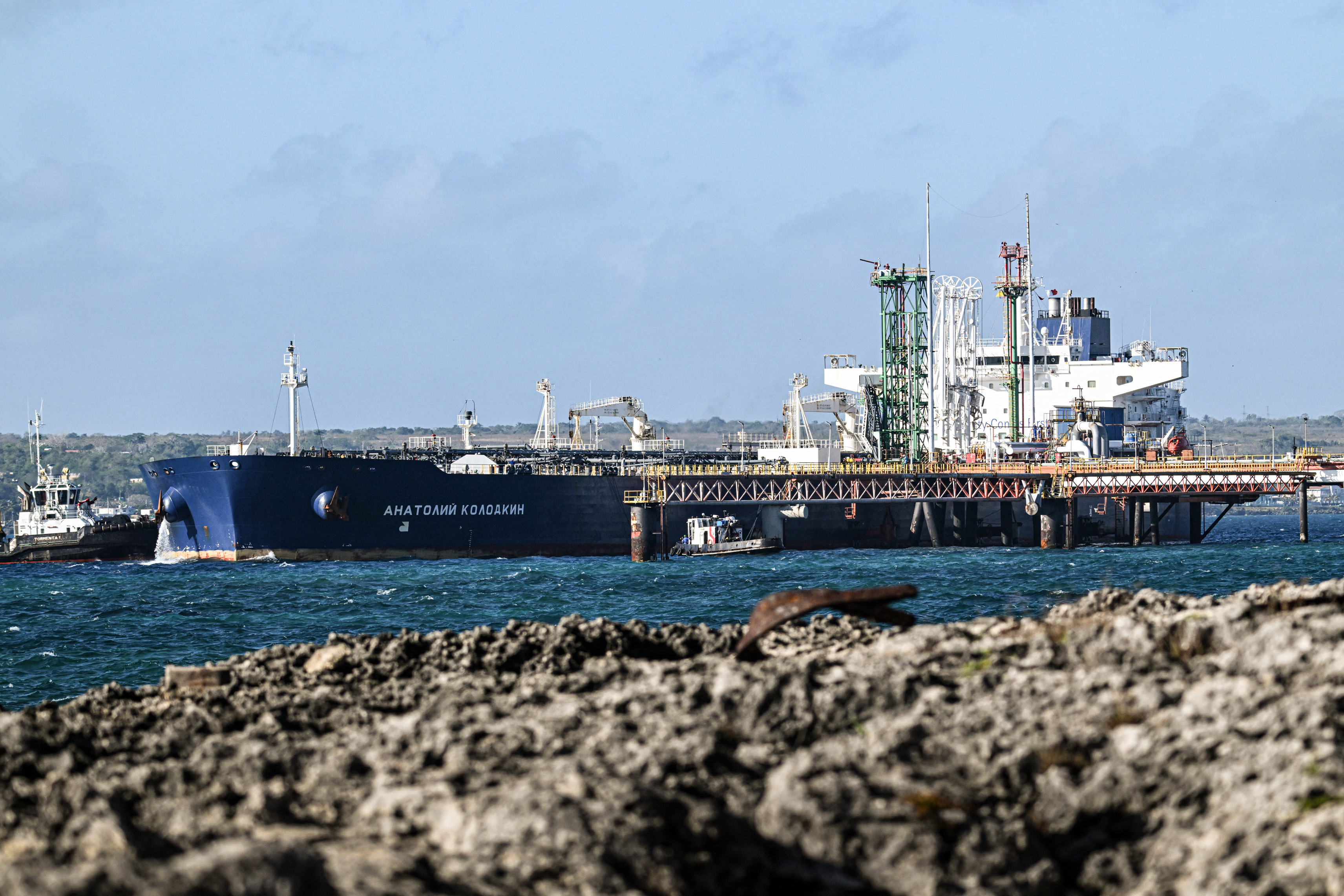 The Russian oil tanker Anatoly Kolodkin. (Photo by Yamil LAGE / AFP)