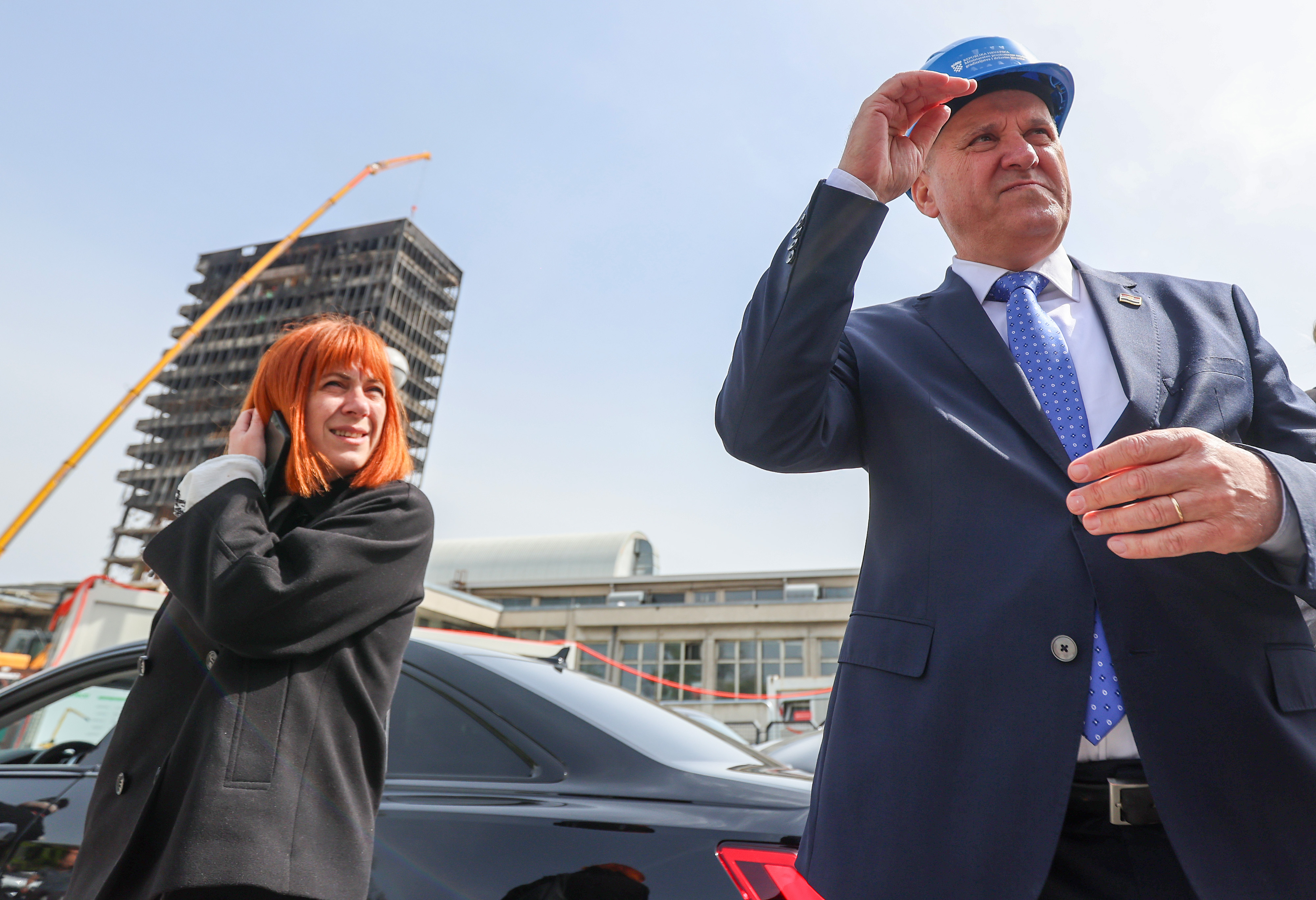 Ministar Branko Bacic sa suradnicima obisao je gradiliste nebodera Vjesnik. Photo: Sanjin Strukic/PIXSELL