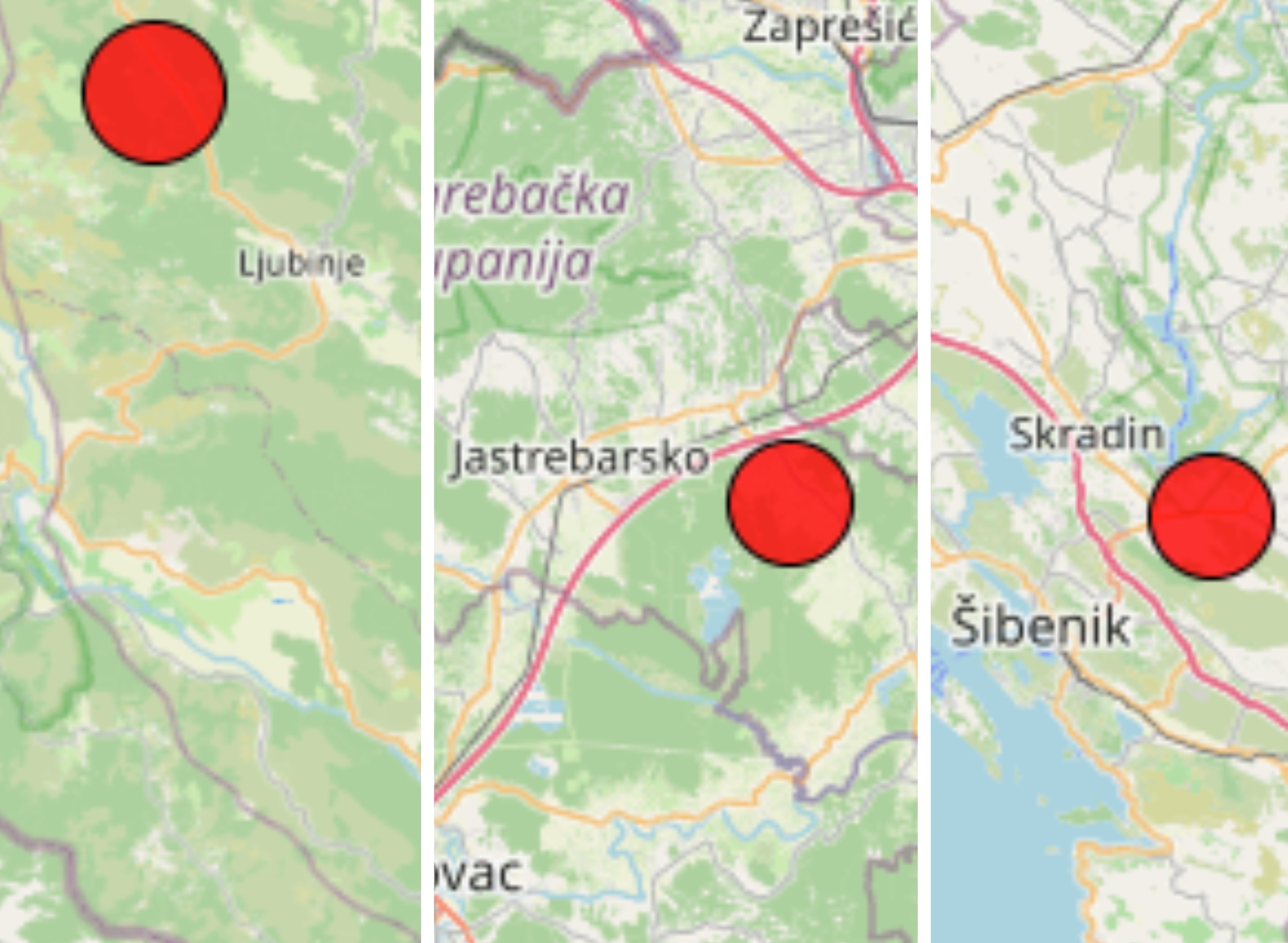 Tri potresa u Hrvatskoj