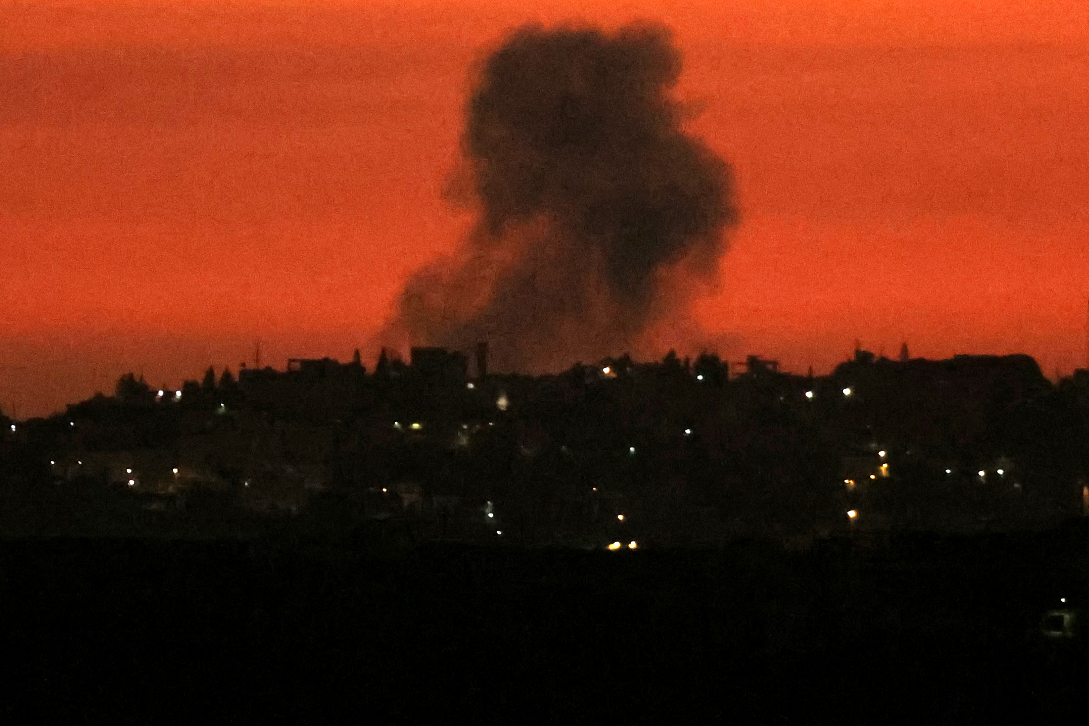 Smoke rises following an Israeli airstrike on the village of Mayfadoun in southern Lebanon as seen from nearby Marjayoun on March 31, 2026.