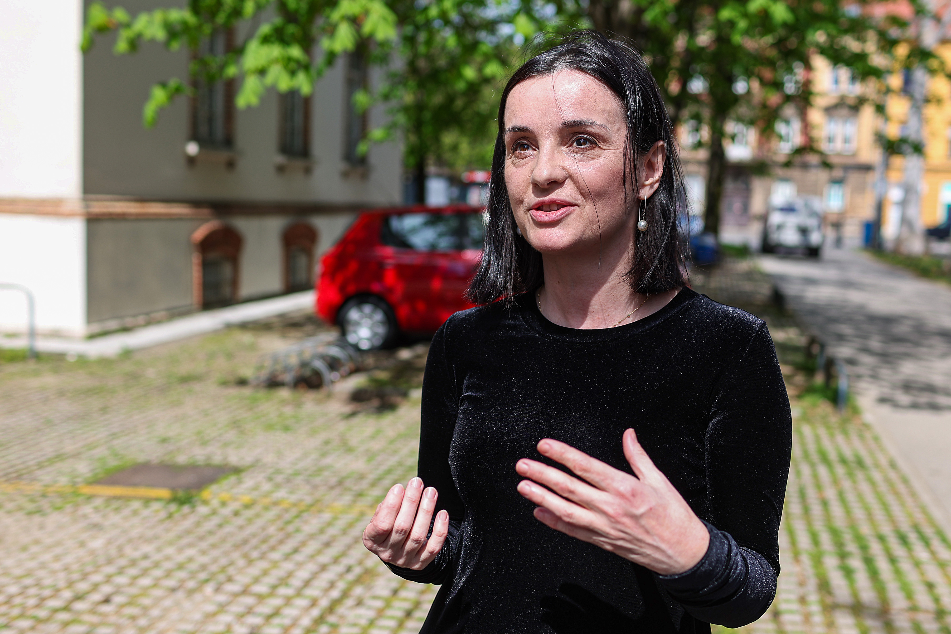 06.04.2026., Zagreb - Ministrica Marija Vuckovic dala je izjavu okupljenim medijima.