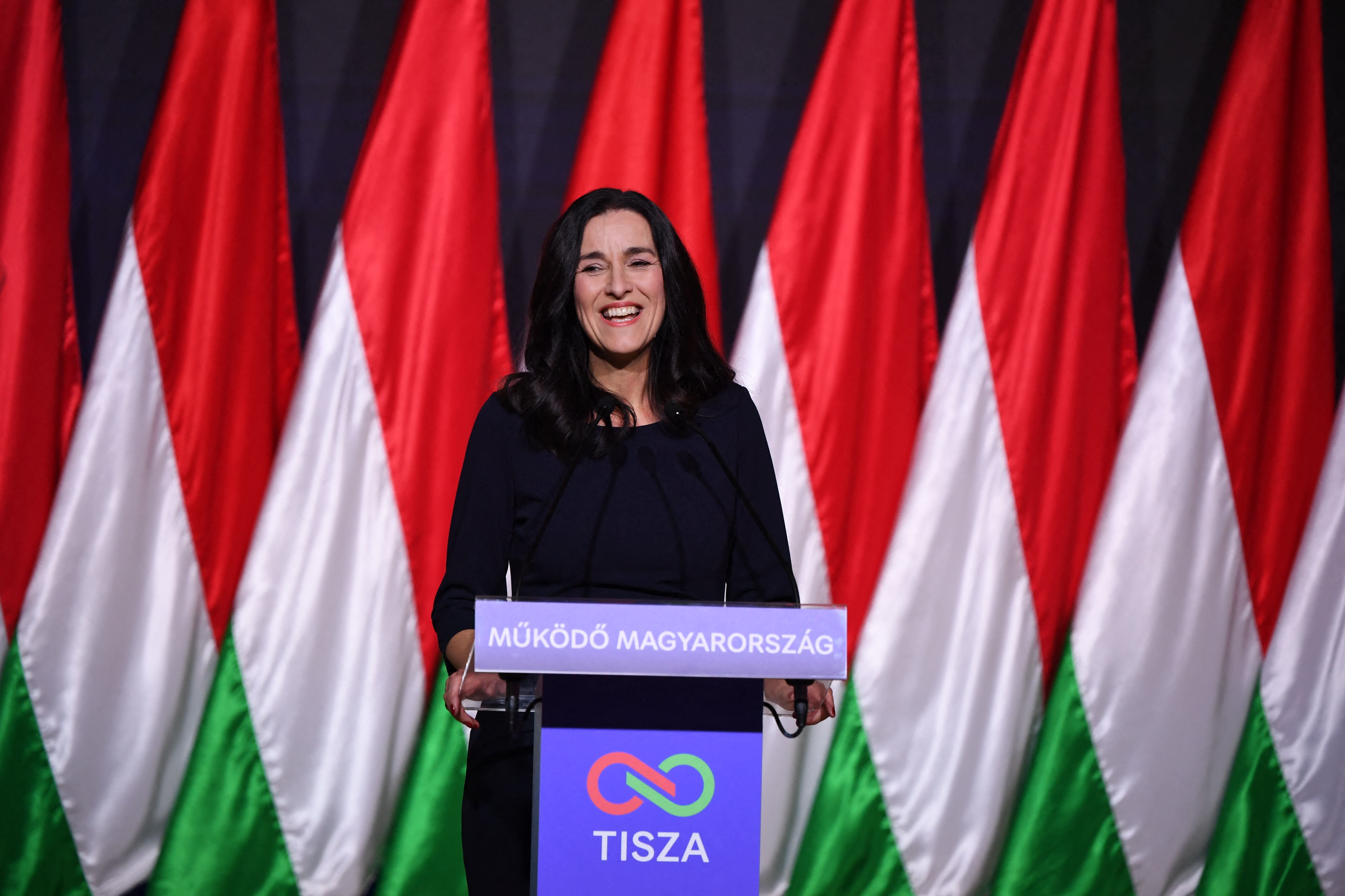 The Tisza party’s foreign-minister designate Anita Orban. (Photo by Ferenc ISZA / AFP)