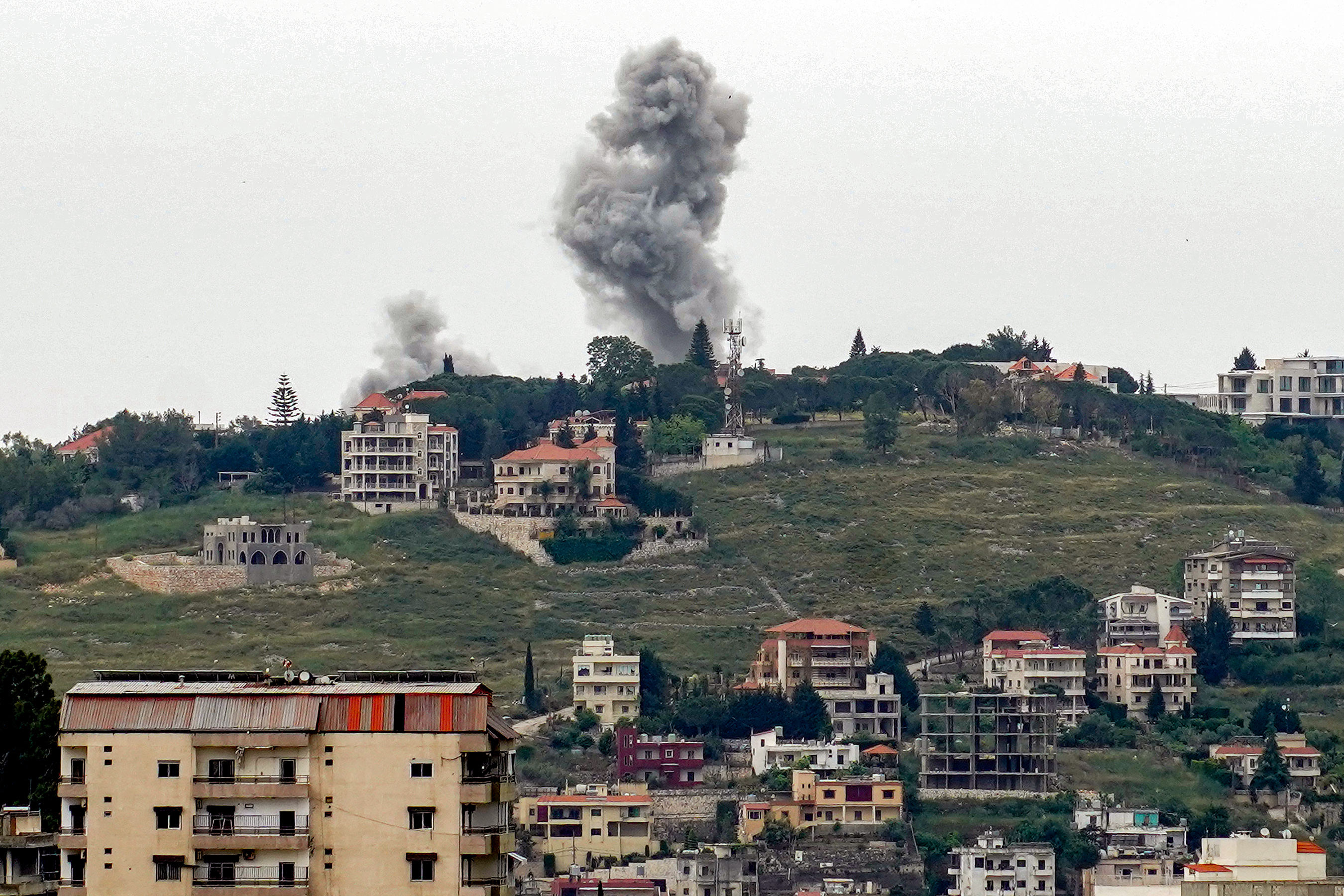 Smoke rises following Israeli bombardment on the village of Zebdine in the Nabatieh district in southern Lebanon on May 18, 2026.
