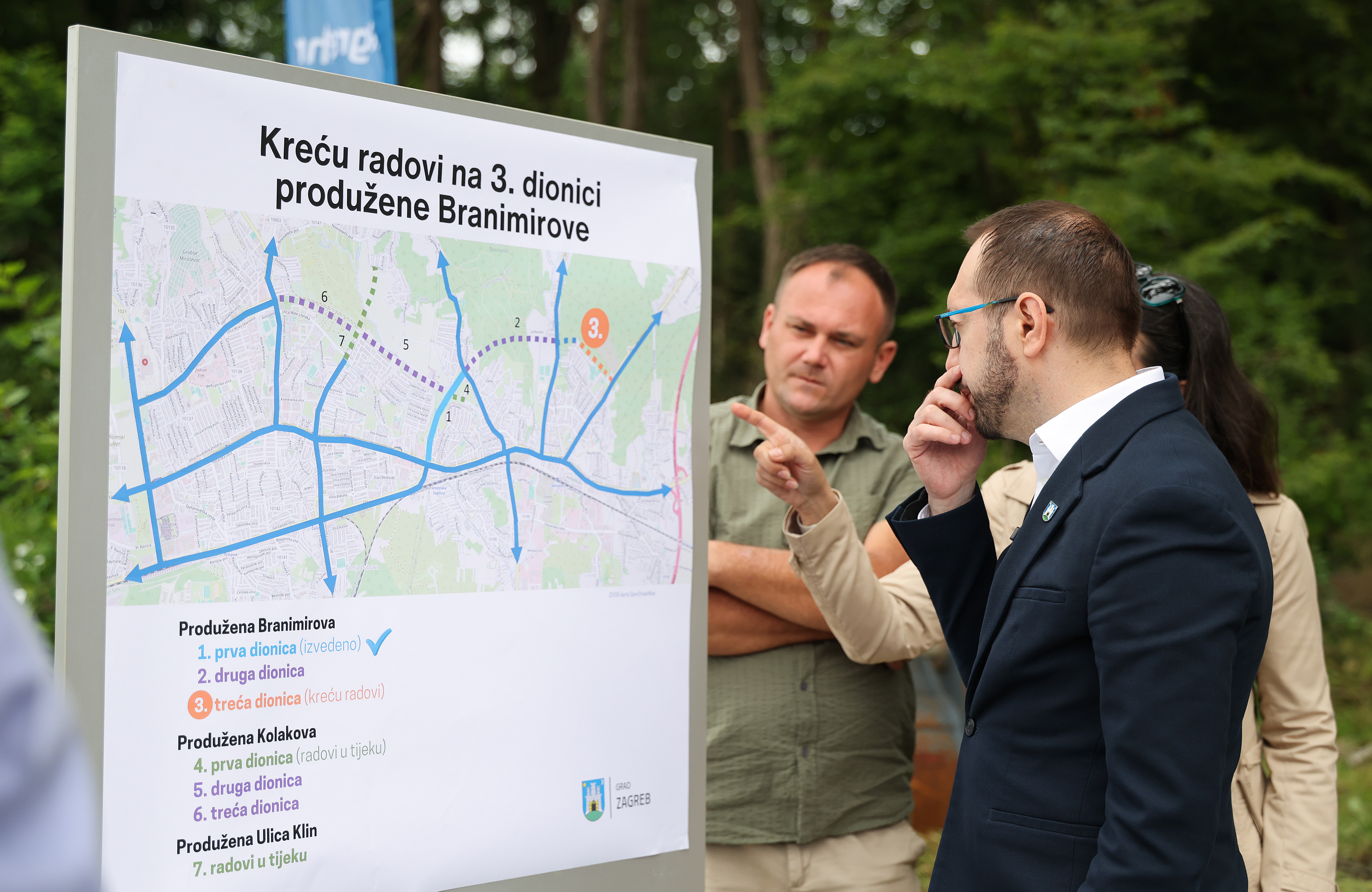 11.06.2026., Zagreb - Gradonacelnik Tomislav Tomasevic sa zamjenicima obiljezio je pocetak radova na izgradnji 3. etape produzene Branimirove ulice, od Ulice Ivana Ancica do Varazdinske ceste. Photo: Emica Elvedji/PIXSELL