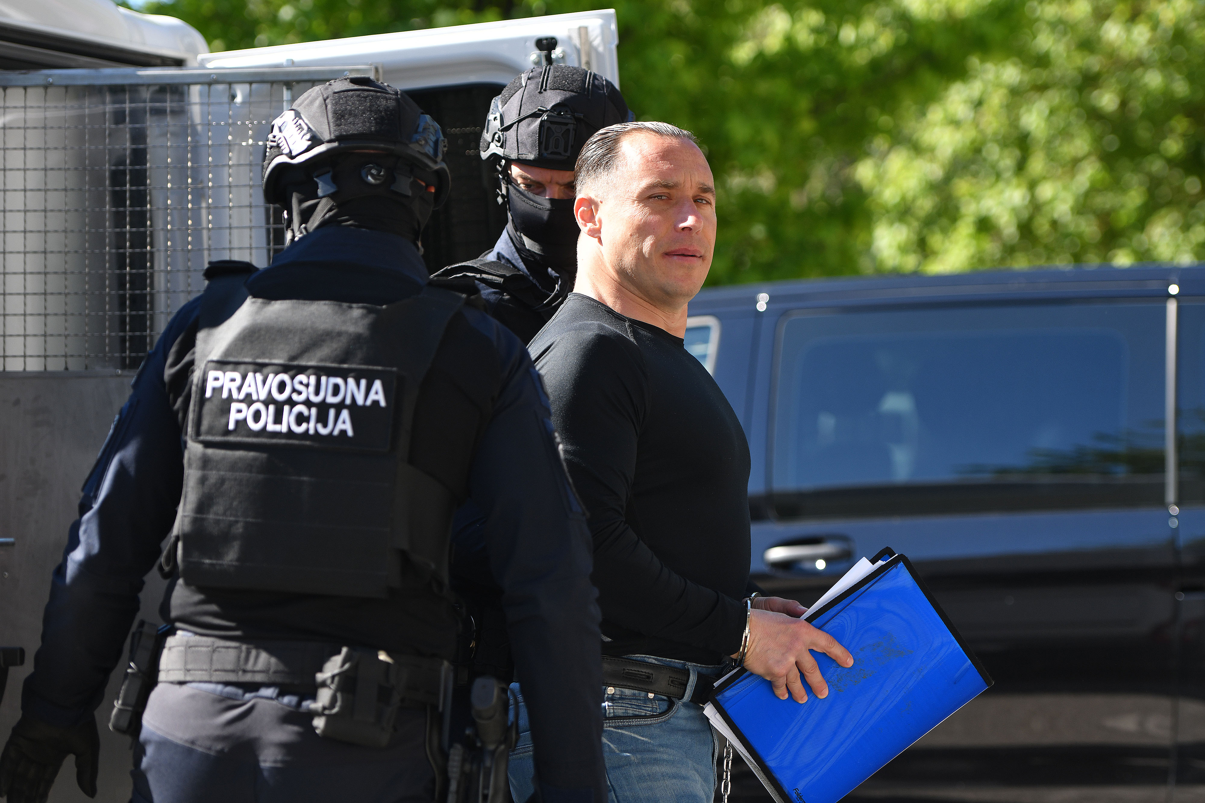 12.06.2026., Varazdin - Nastavak sudjenja Srdjanu Mladjanu, zatvorenog za javnost. Srdjan Mladjan dovezen je na sud pod pratnjom interventne policije. Photo: Vjeran Zganec Rogulja/PIXSELL