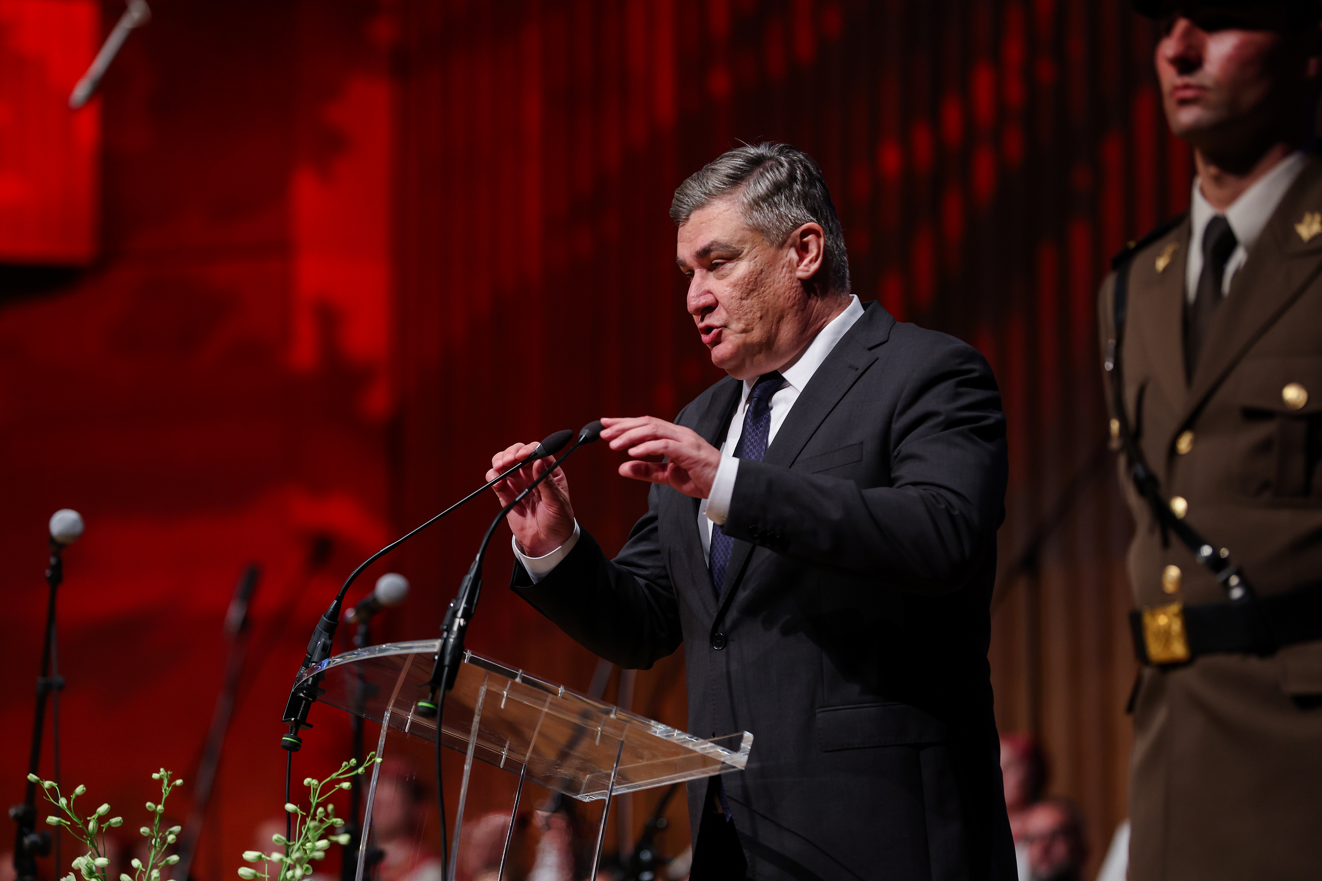 Svecana akademija povodom 35. obljetnice ustroja zagrebackih pricuvnih brigada, Dana branitelja Grada Zagreba i Dana drzavnosti Republike Hrvatske. Zoran Milanovic. Photo: Matija Habljak/PIXSELL