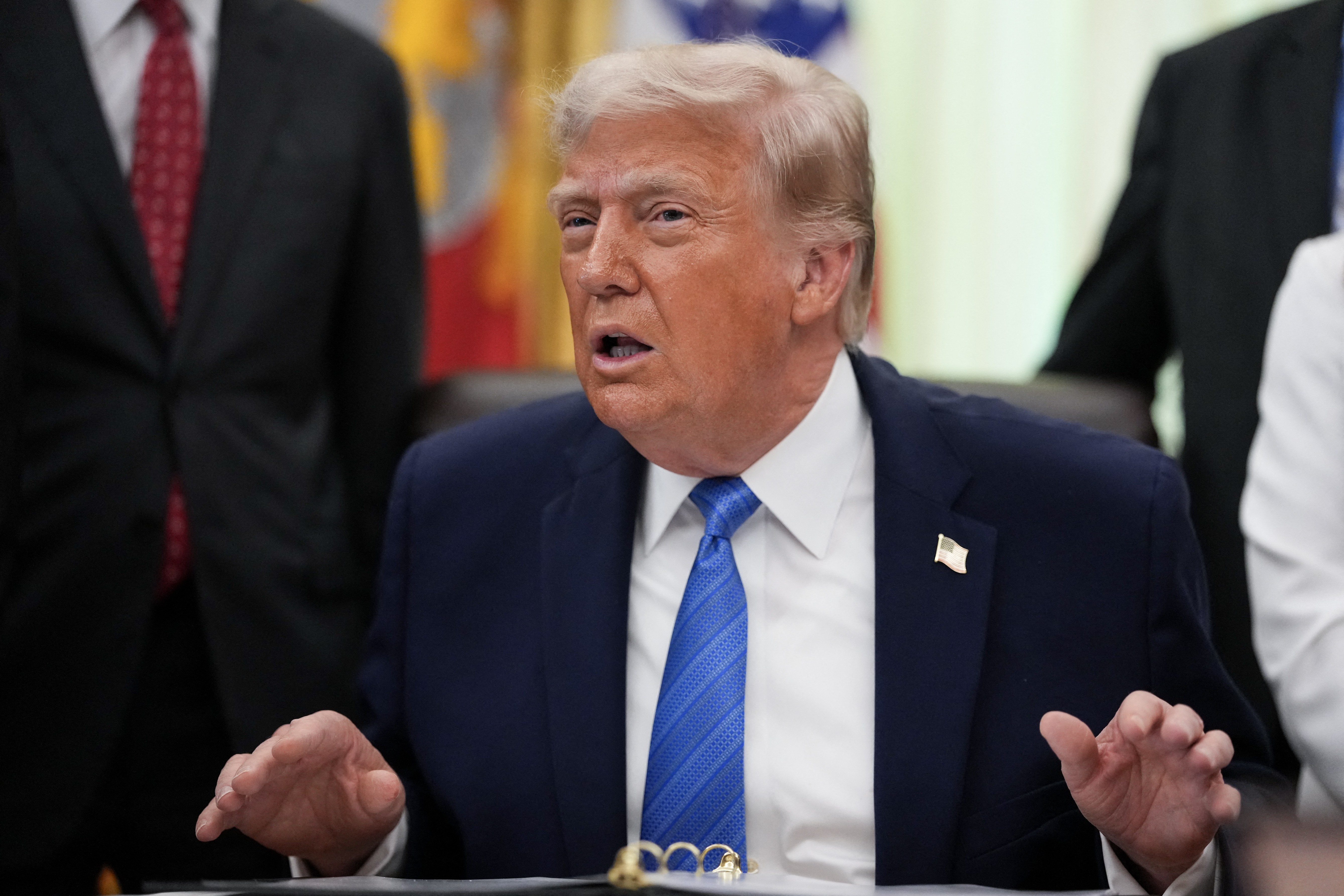 US President Donald Trump speaks during a signing ceremony for the "Secure America Act" in the Oval Office of the White House in Washington, DC, on June 10, 2026. (Photo by Ken Cedeno / AFP)