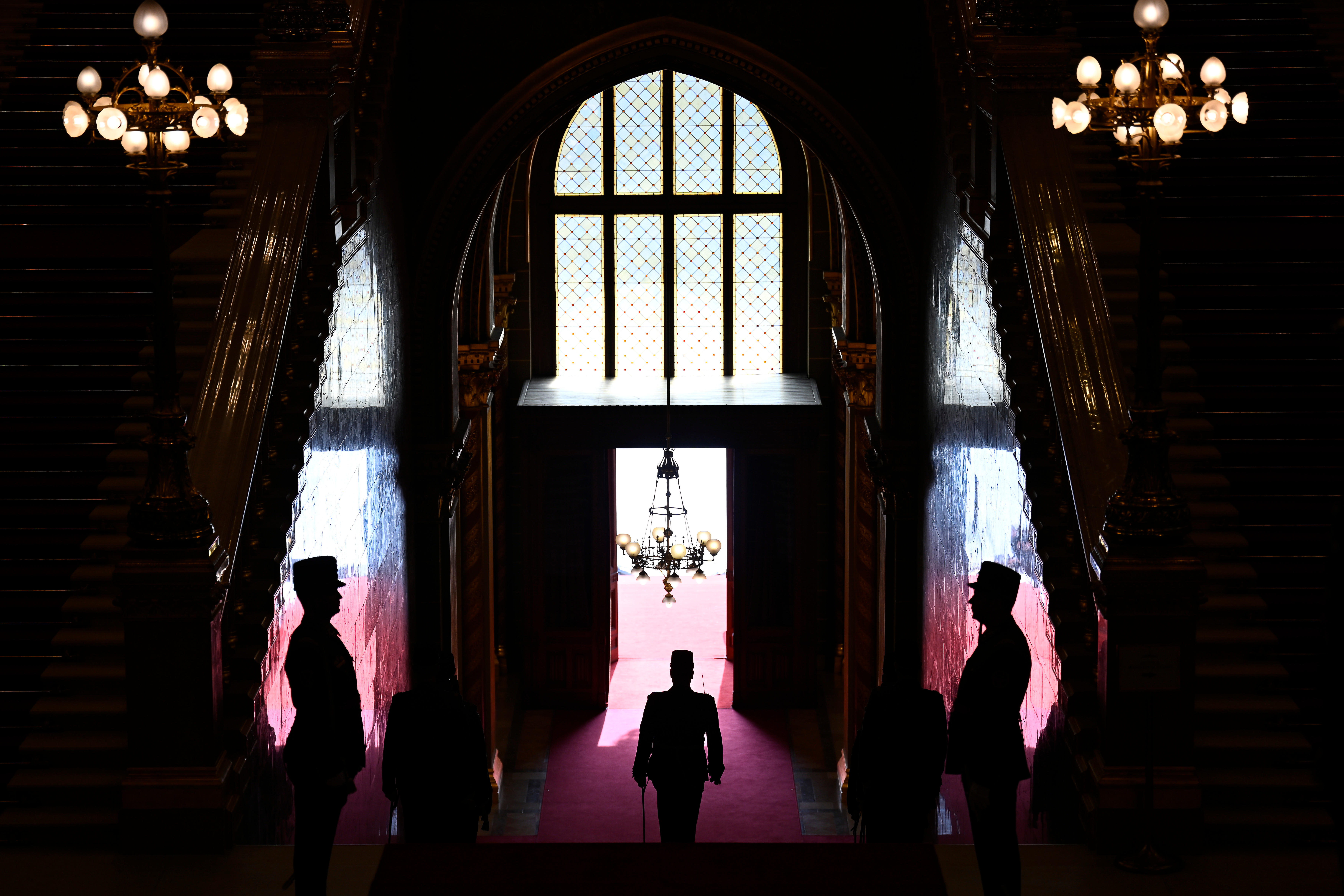 Members of the Hungarian parliament guard. (AP Photo/Denes Erdos)