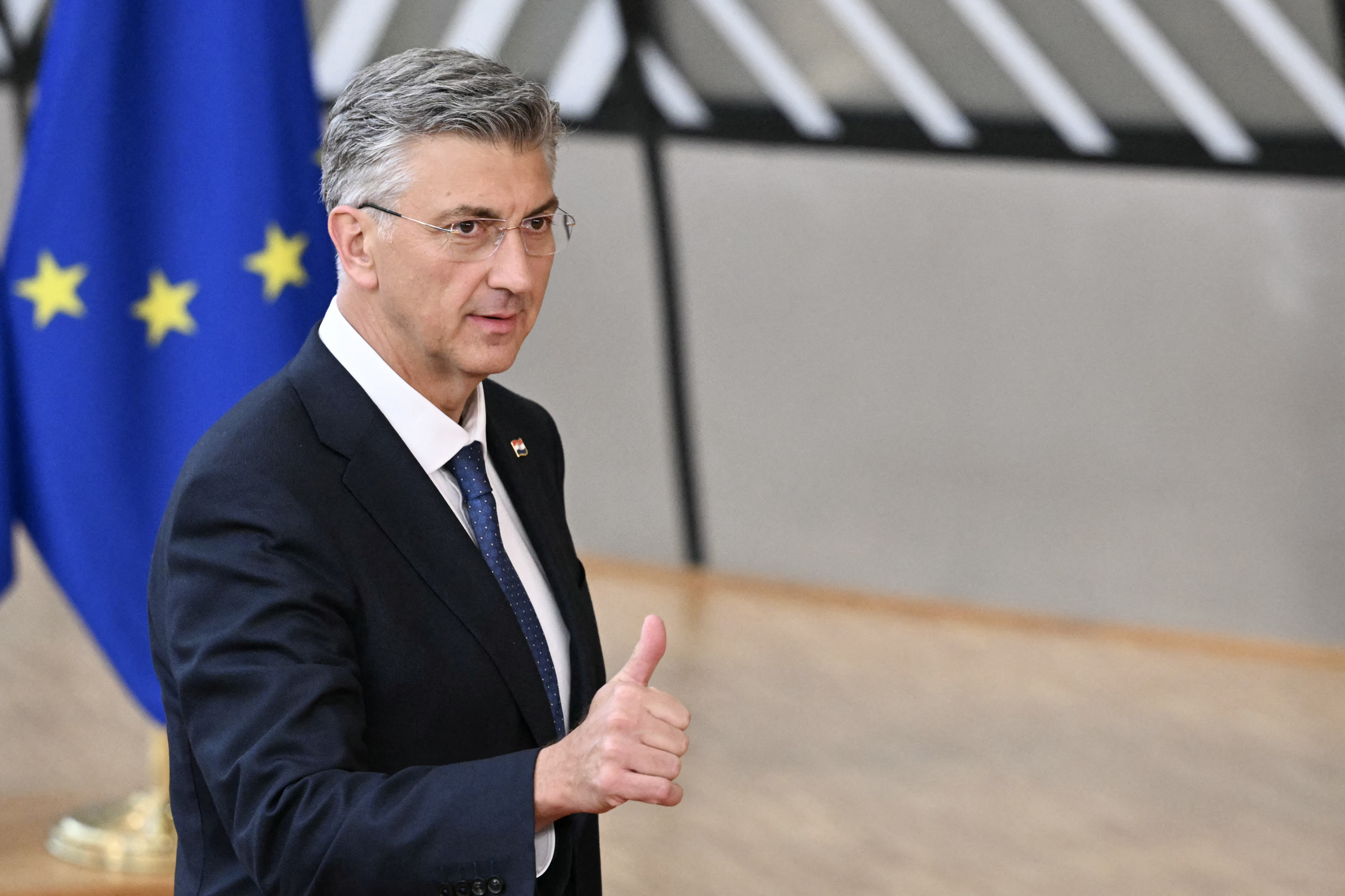 Croatia's Prime Minister Andrej Plenkovic. (Photo by NICOLAS TUCAT / AFP)