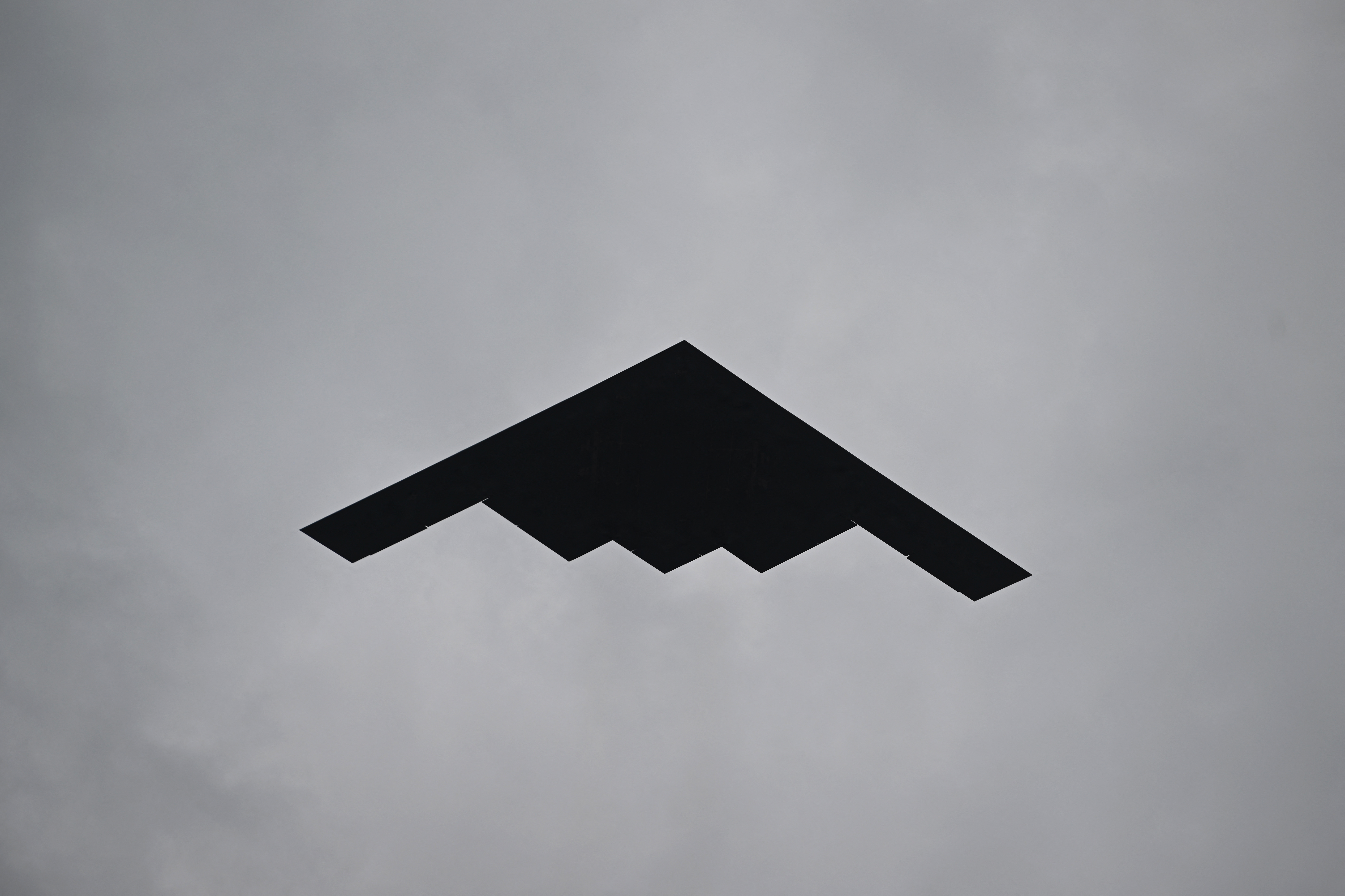 MIAMI, FLORIDA - MAY 03: A Northrop B-2 Spirit stealth bomber of the USAF flies over the grid during the F1 Grand Prix of Miami at Miami International Autodrome on May 03, 2026 in Miami, Florida.