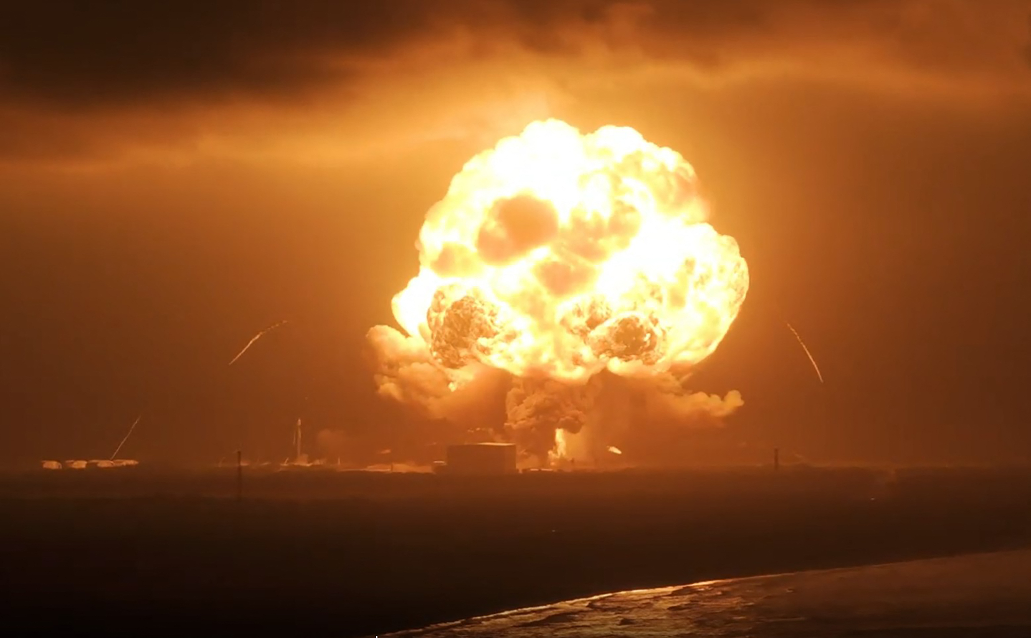 This screen grab shows fire as the uncrewed Blue Origin's New Glenn rocket explodes during a test on a launchpad at Cape Canaveral Space Force Station in Cape Canaveral, Florida, on May 28, 2026.