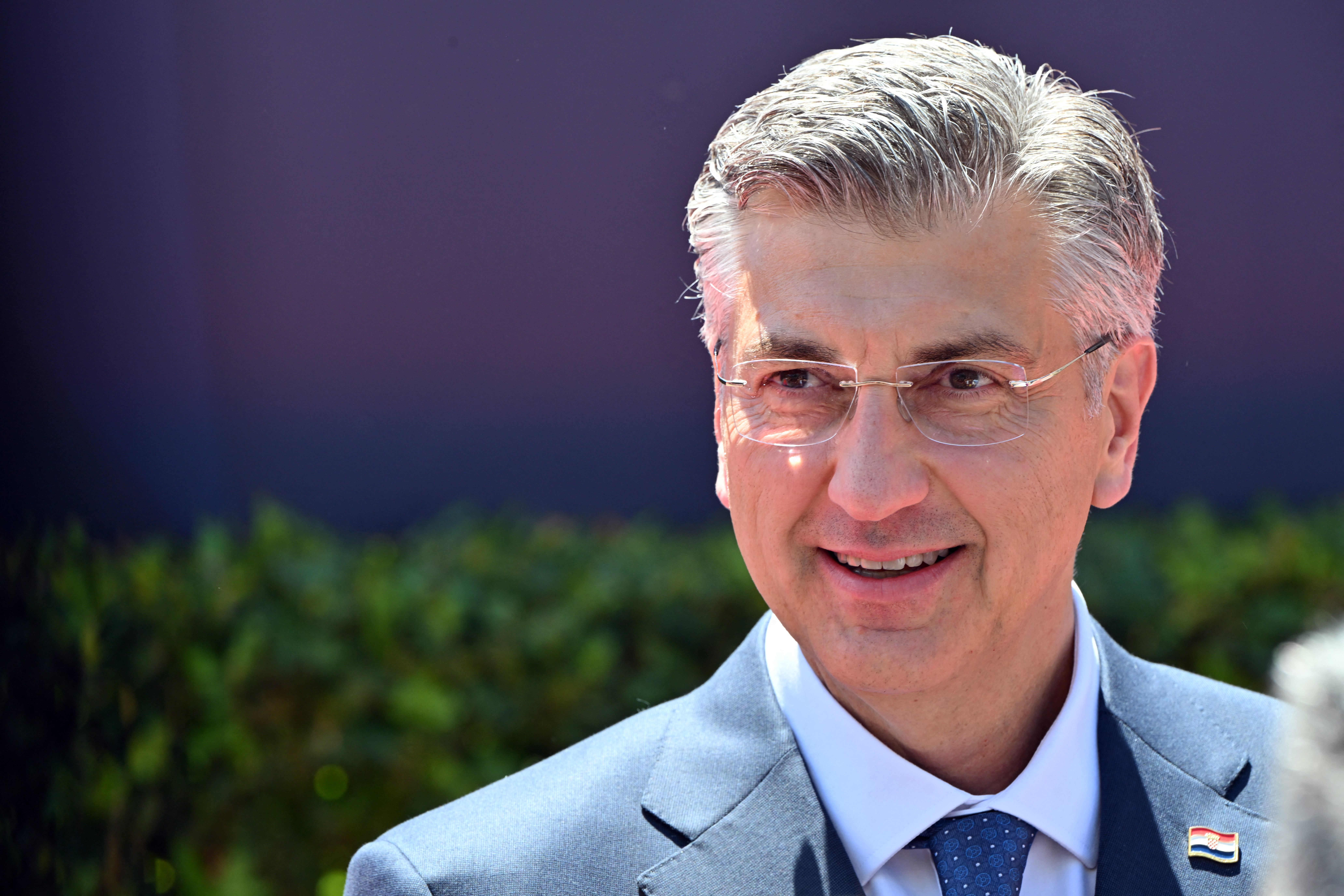 Croatian Prime Minister Andrej Plenkovic makes a press statement ahead of the EU-Western Balkans Summit at Porto Montenegro in Tivat on June 5, 2026. (Photo by Elvis BARUKCIC / AFP)